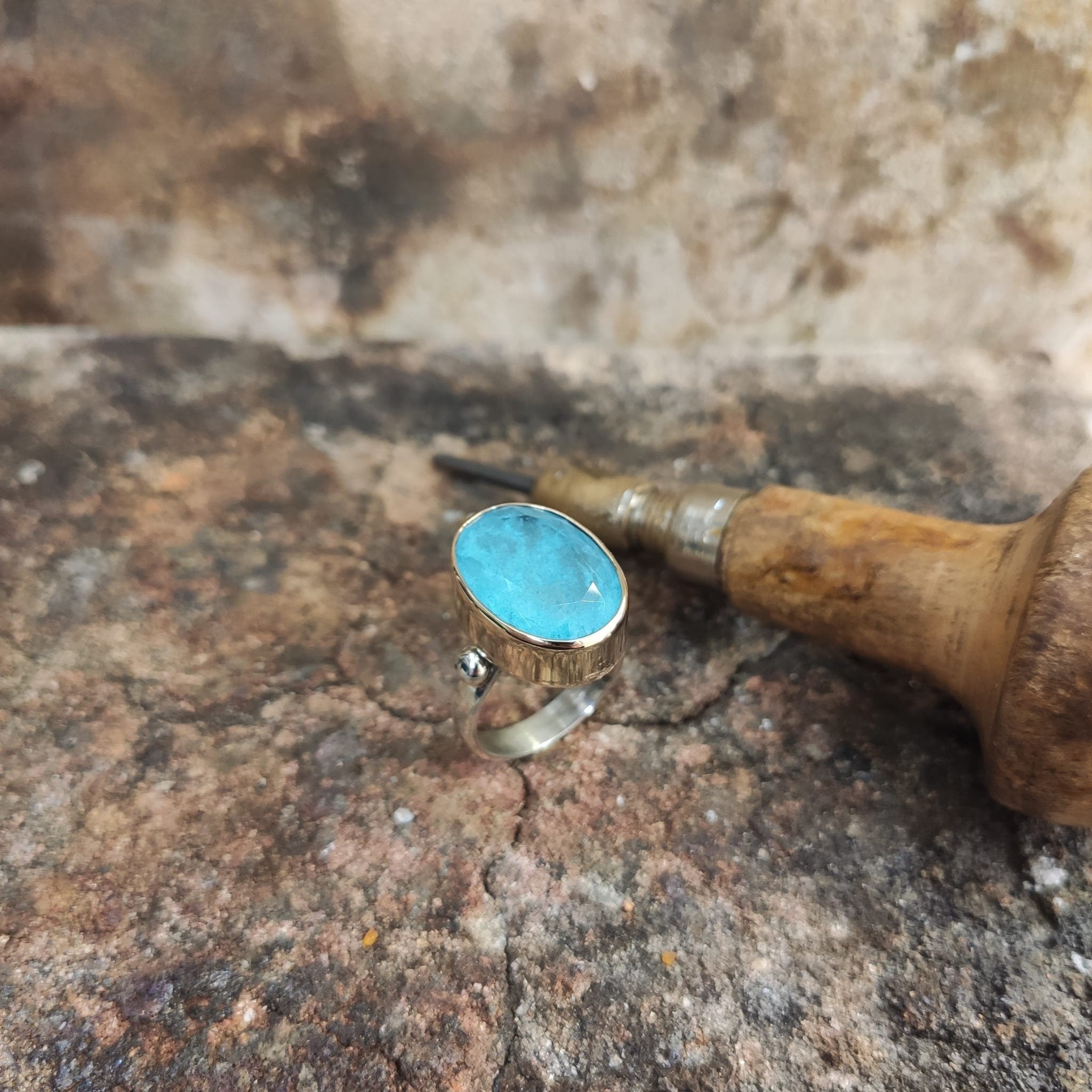 Paraiba Tourmaline Ring: Handmade Sterling Silver Jewelry (Blue Stone)