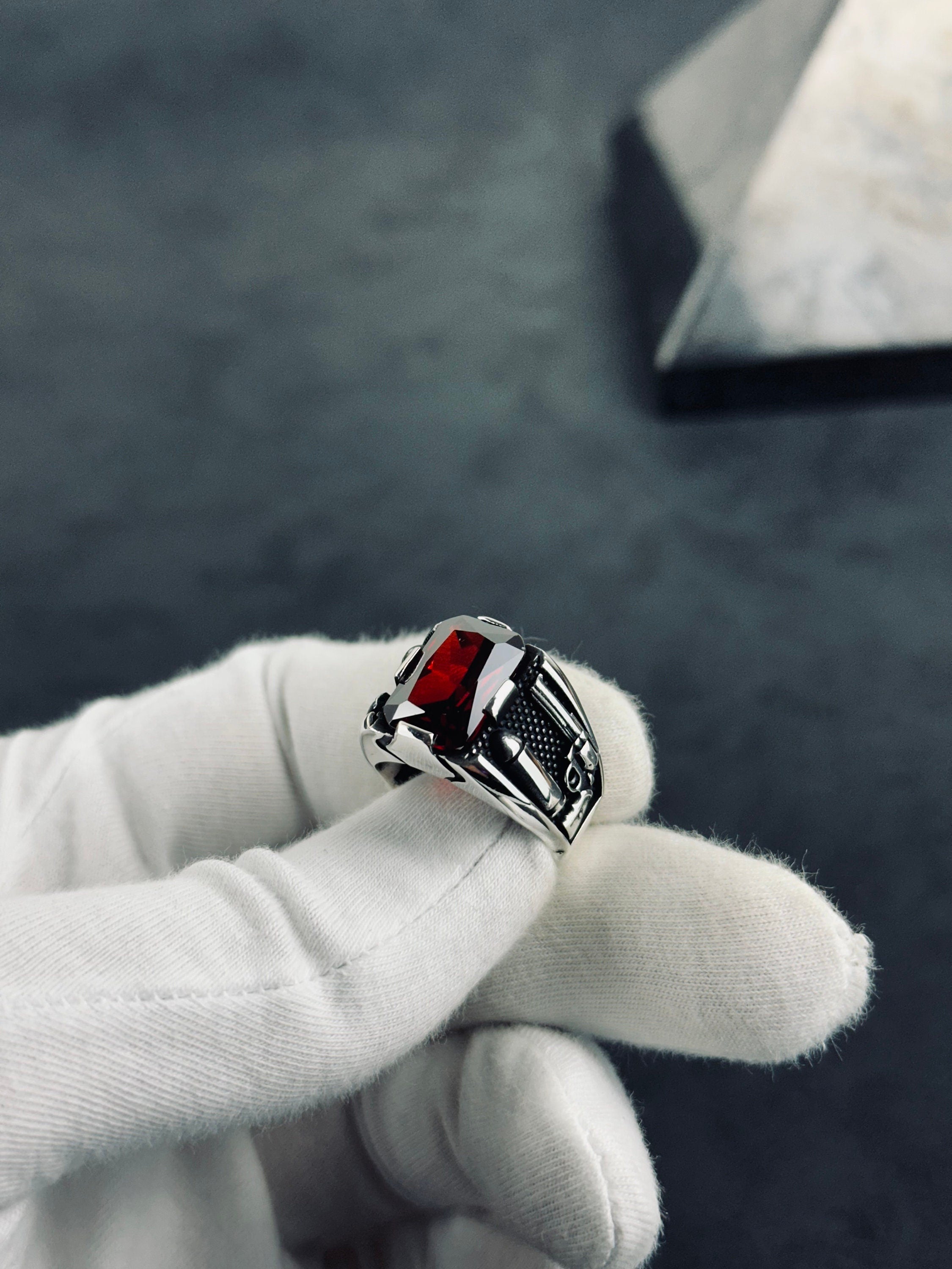 Bullet Ring Sterling Silver Revolver Style (Unisex, Handmade)