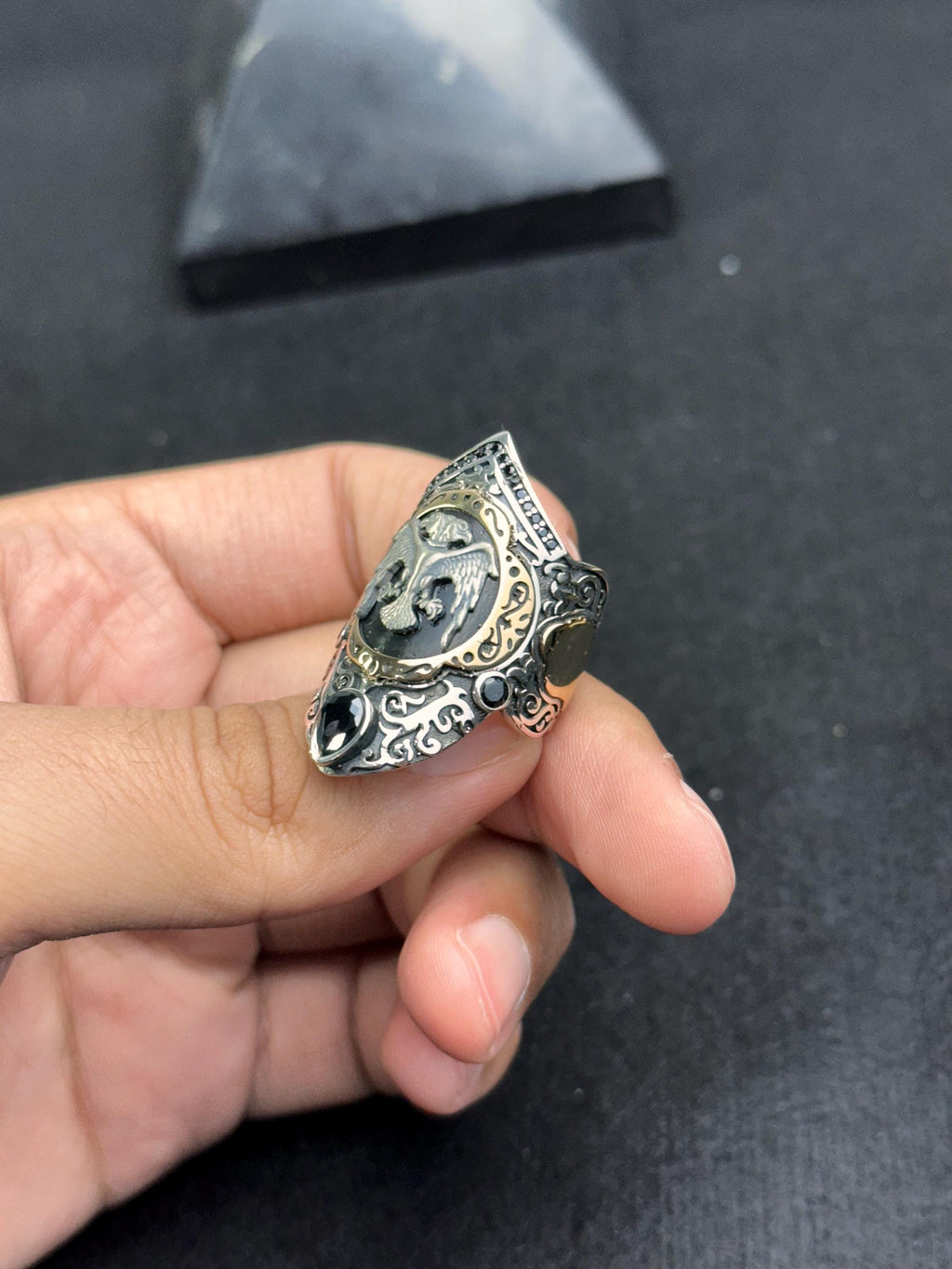 Double Headed Eagle Silver Ring, Handmade Thumb Band (Sterling 925)