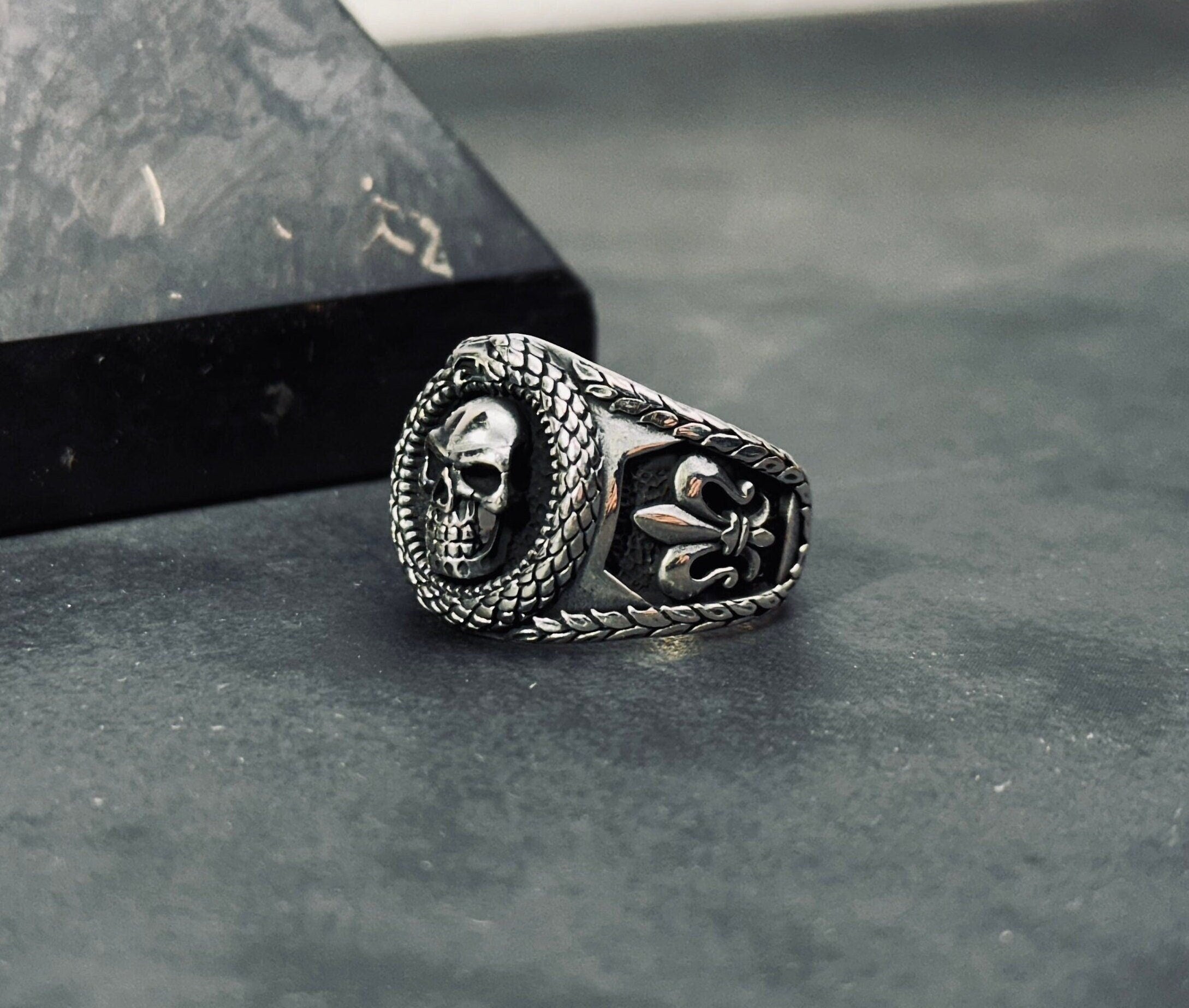 Skull Statement Ring: Sterling Silver Pirate Design - Handmade