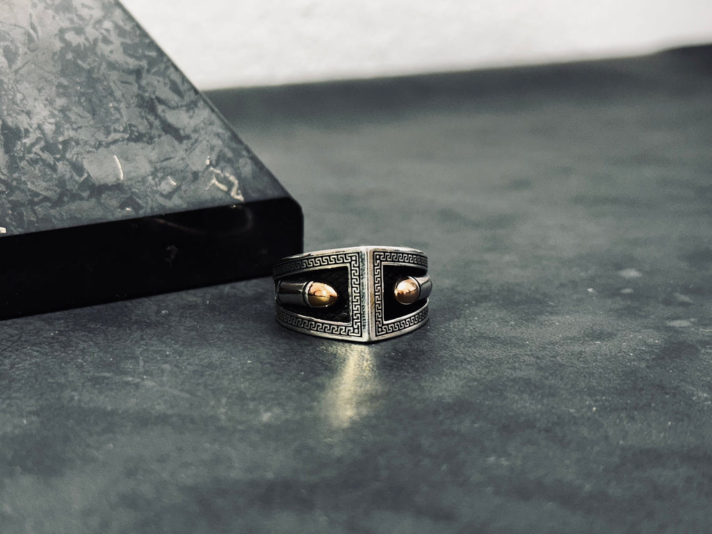 Greek Sterling Silver Bullet Ring (Handmade, Men's Size)