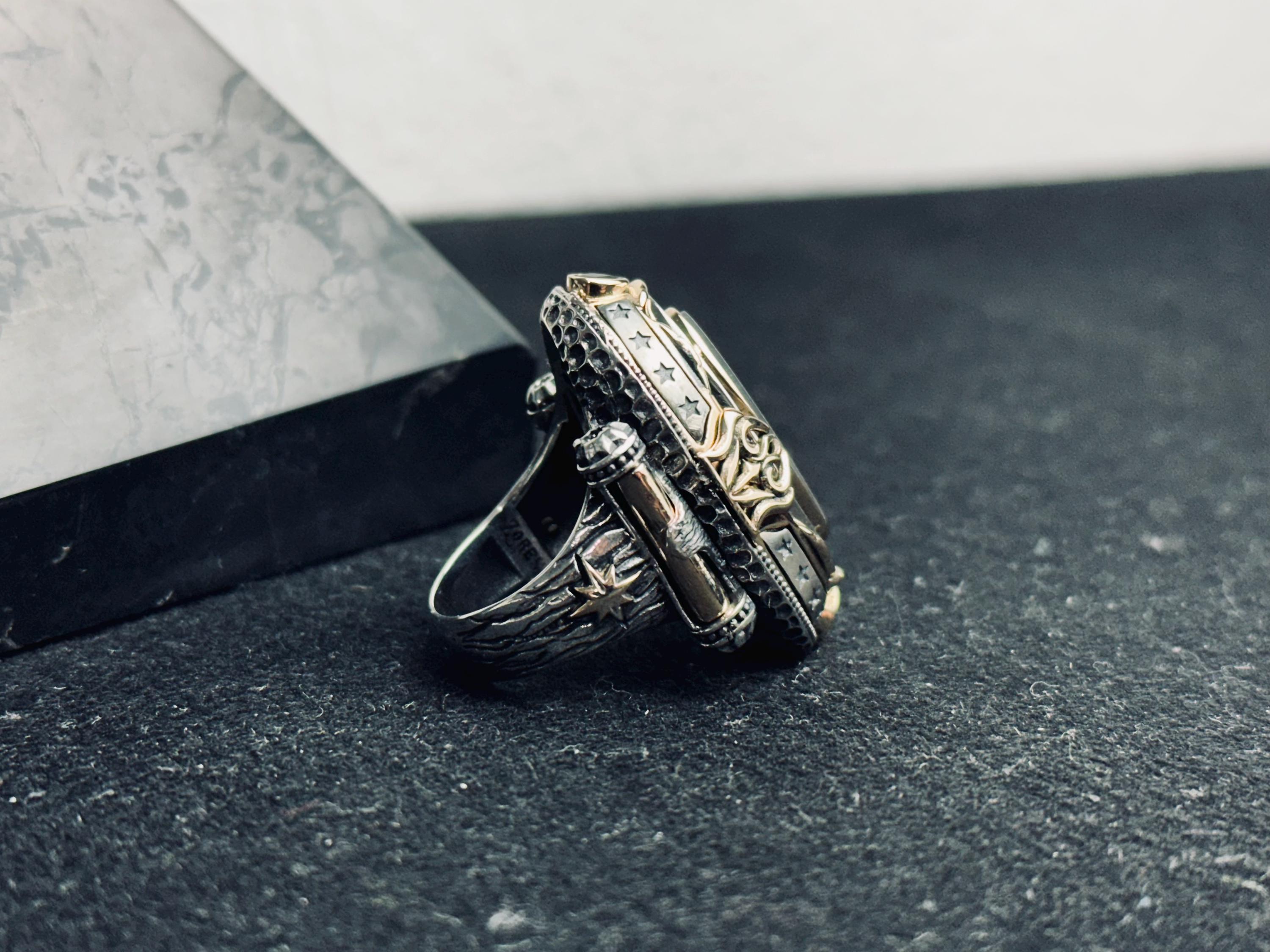 Arabic Calligraphy Ring 925 Sterling Silver Men Statement Ring Handmade Islamic Jewelry