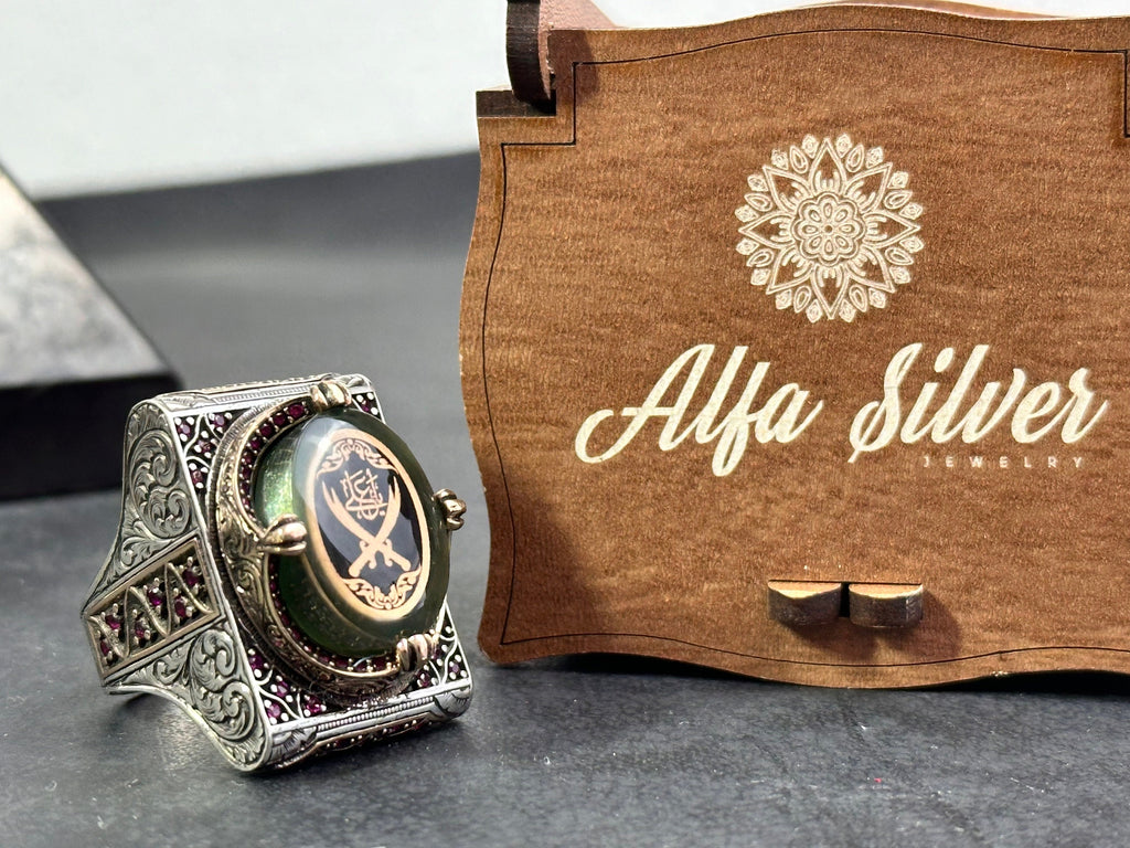 Zulfiqar Sword Ring: Handmade Sterling Silver, Large Men's Signet