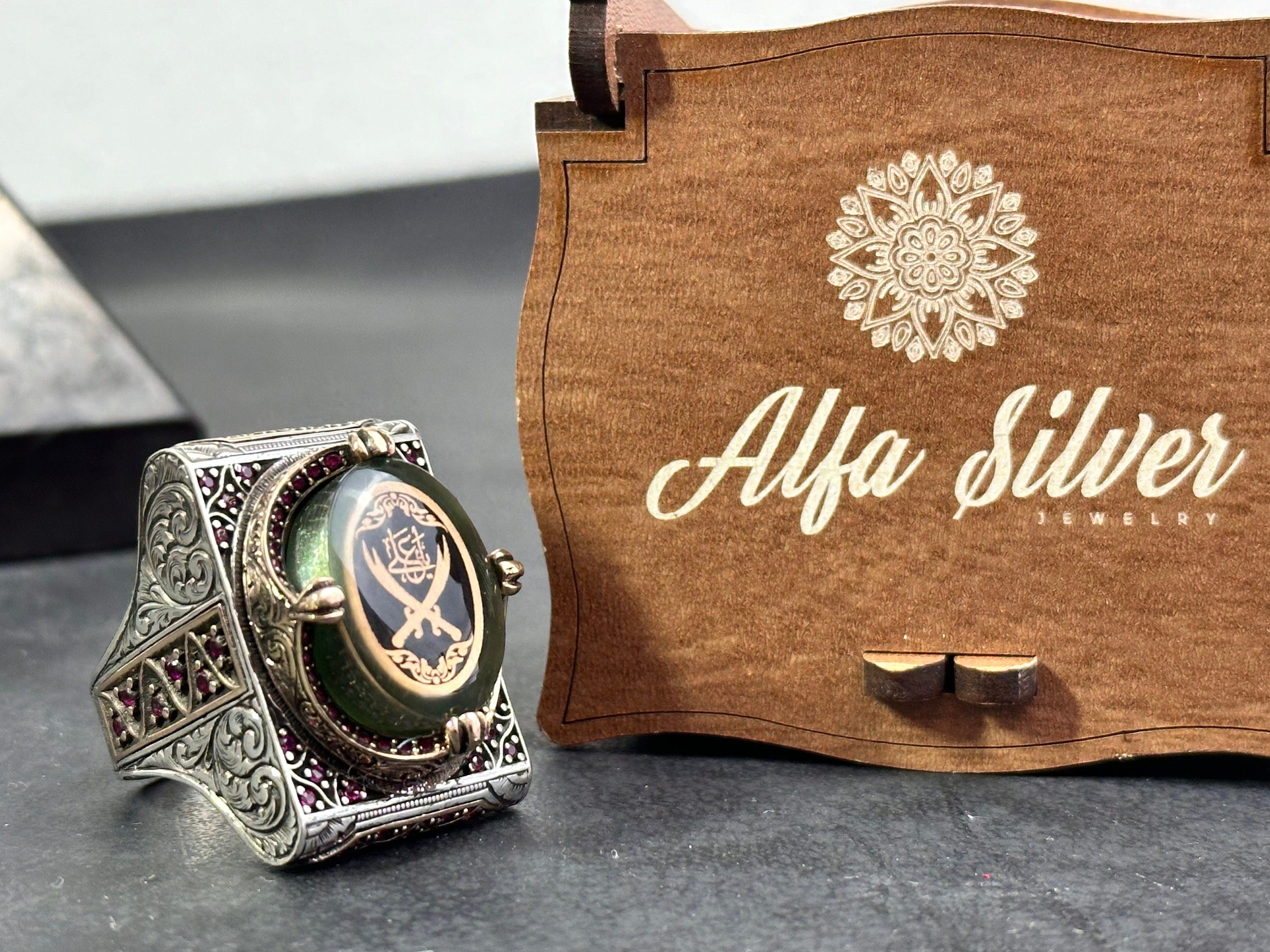 Zulfiqar Sword Ring: Handmade Sterling Silver, Large Men's Signet
