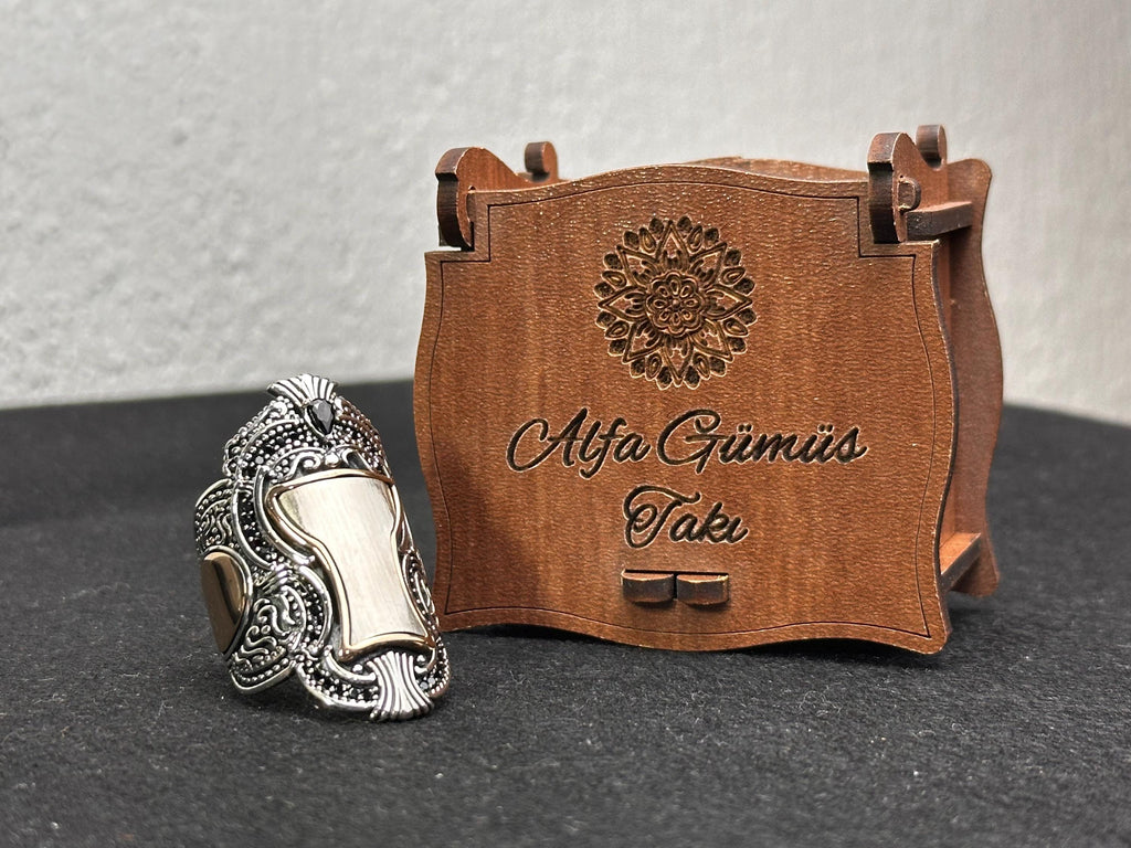 Sterling Silver Sultan Ring, Handmade Turkish Thumb Band (Men's Size)