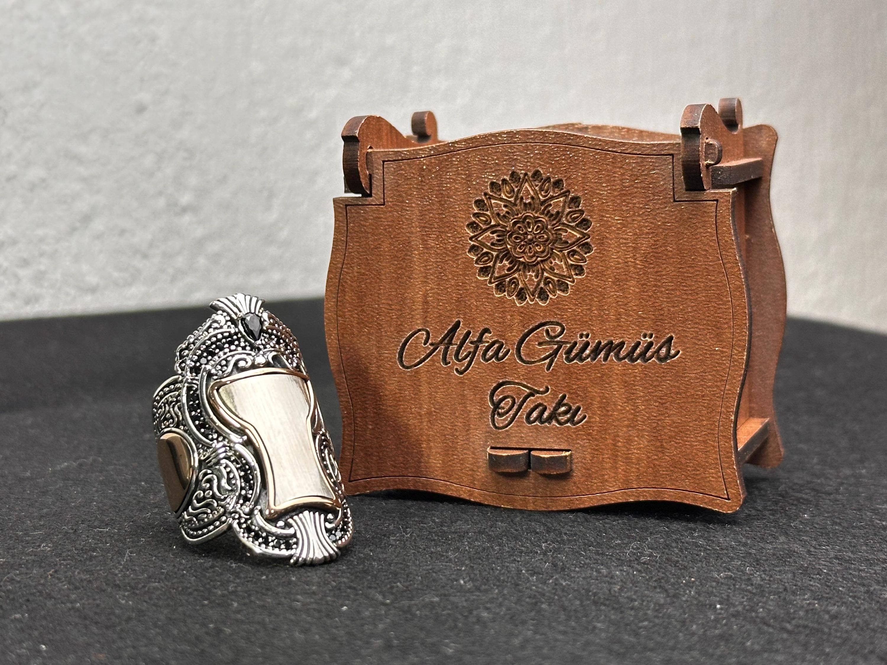 Sterling Silver Sultan Ring, Handmade Turkish Thumb Band (Men's Size)