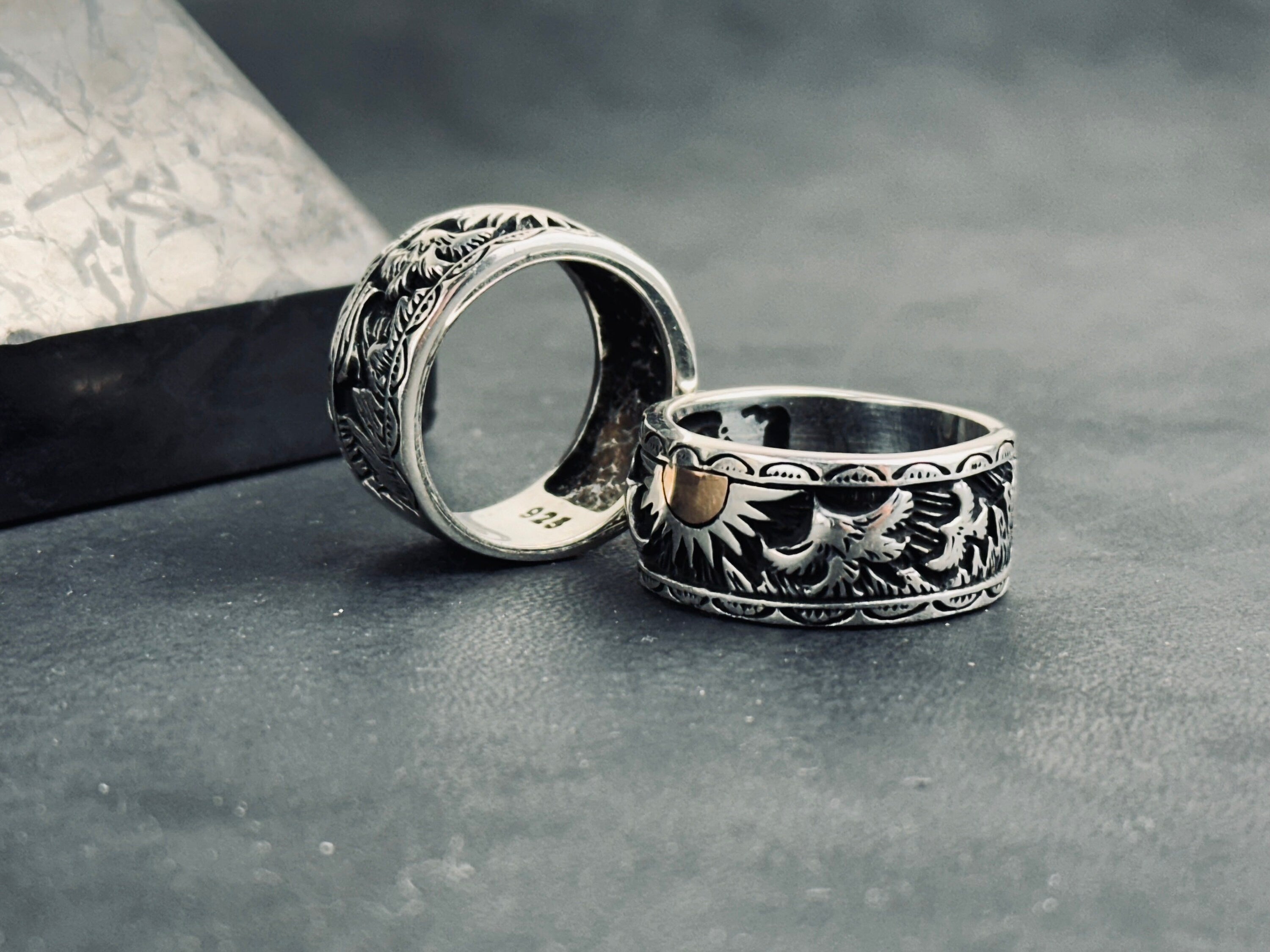 Celestial Sterling Silver Sun Signet Ring (Dainty Sunrise Band)