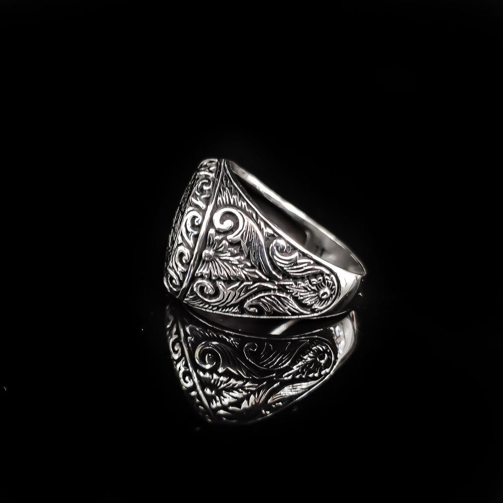 Sterling Silver Seal of Solomon Ring: Handmade Engraved Design