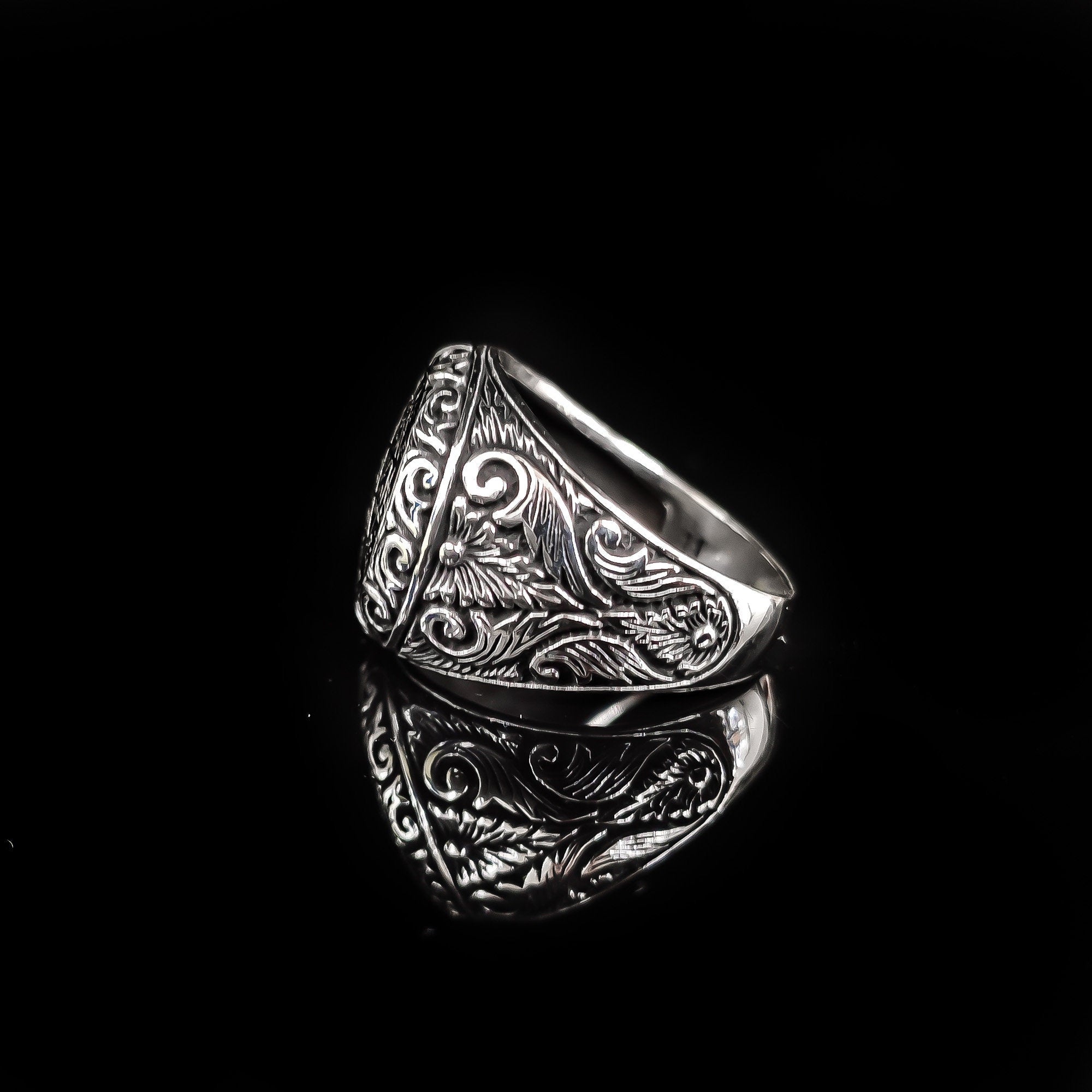 Sterling Silver Seal of Solomon Ring: Handmade Engraved Design