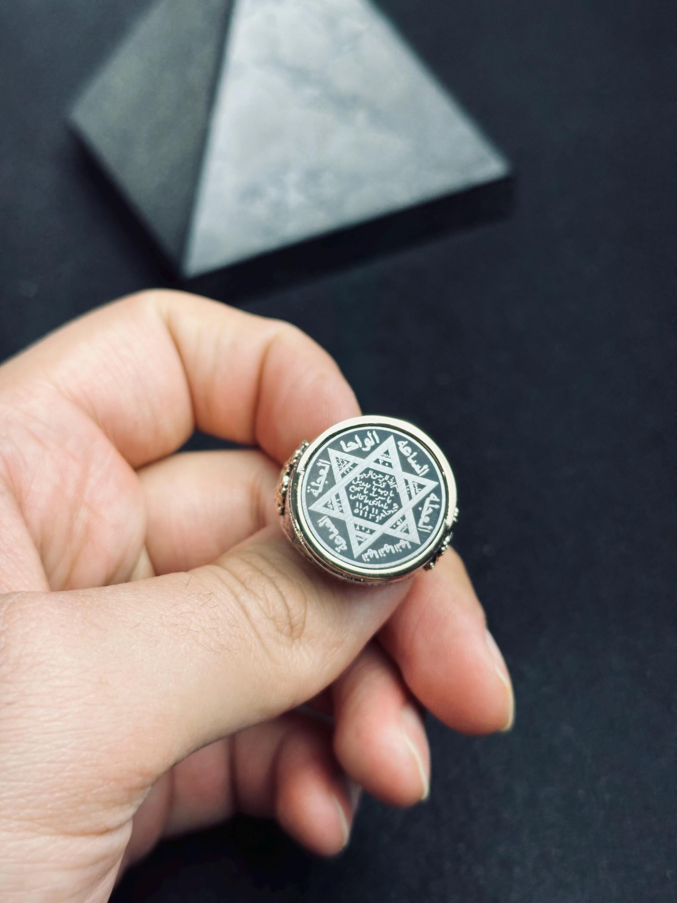 Sterling Silver Ring: Seal of Solomon Design - Handmade Spiritual Jewelry