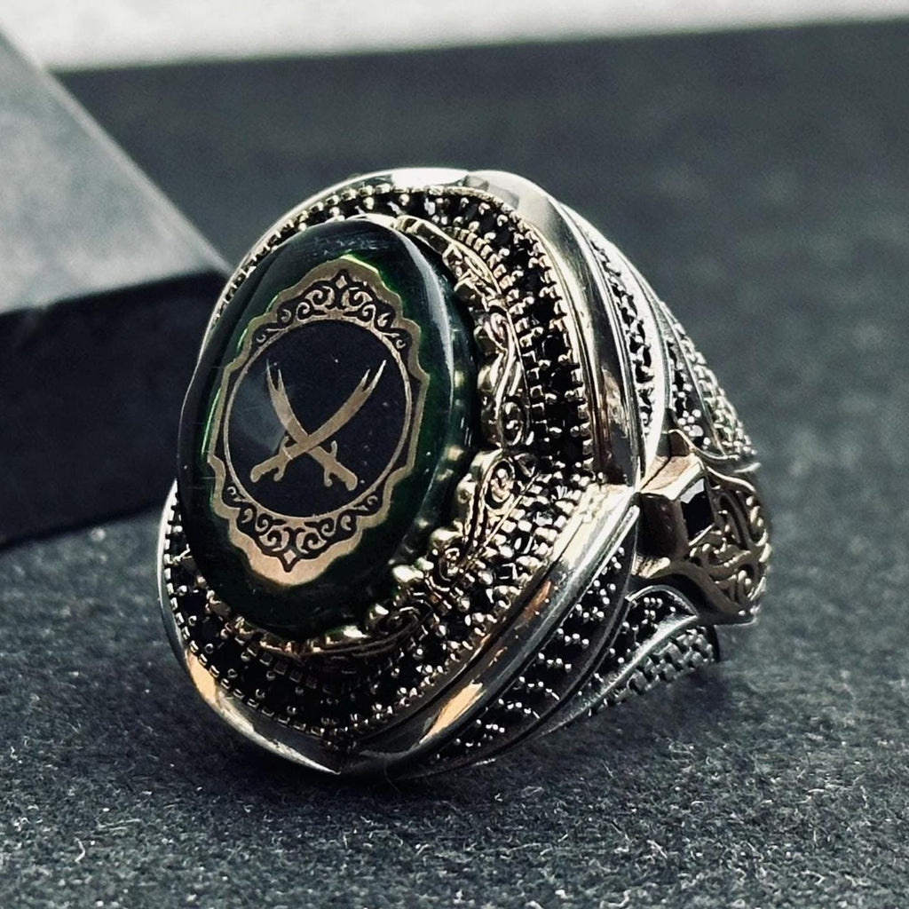 Sterling Silver Ring: Islamic Zulfiqar Sword Design (Handmade Men’s Jewelry)