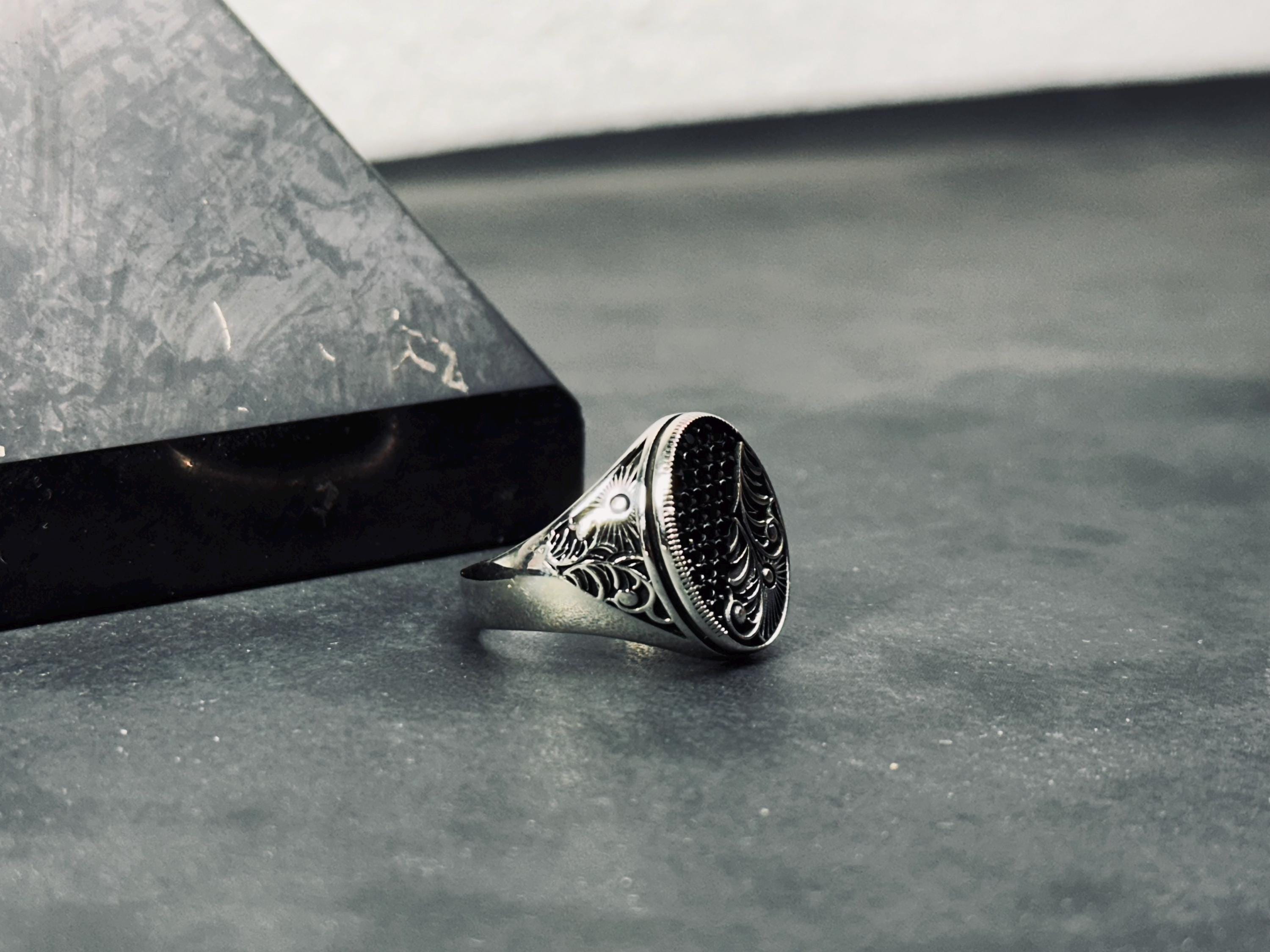 Sun Ring: Sterling Silver with Tree of Life Engraving - Celestial Design