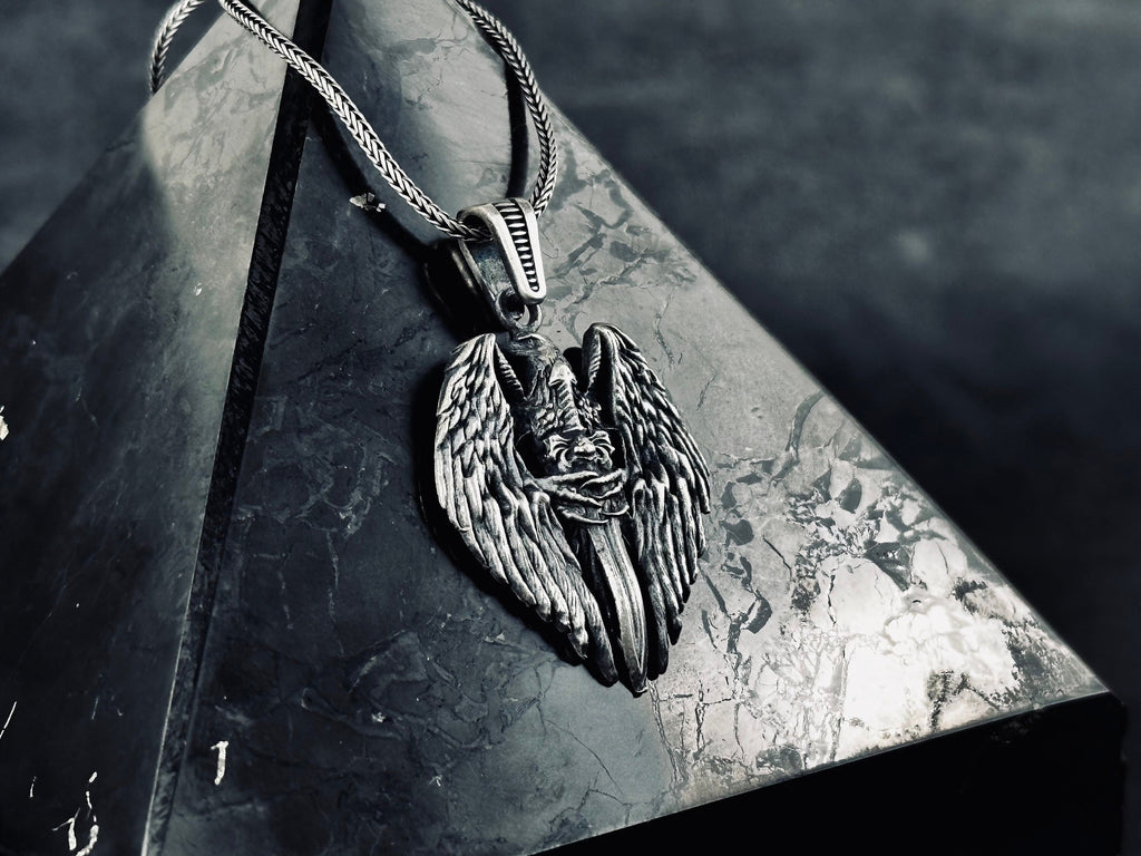 Eagle Skeleton Sword Necklace - Silver Statement Jewelry