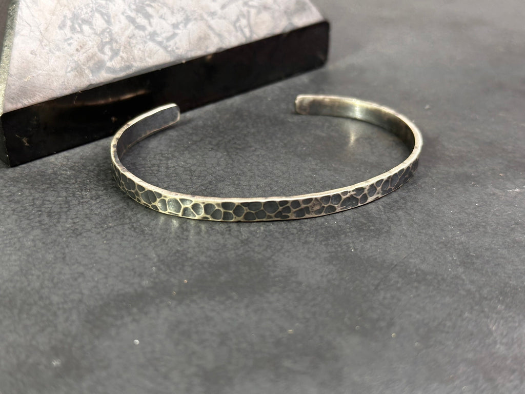 Hand Engraved Silver Cuff: Minimalist Design (Adjustable, Sterling)