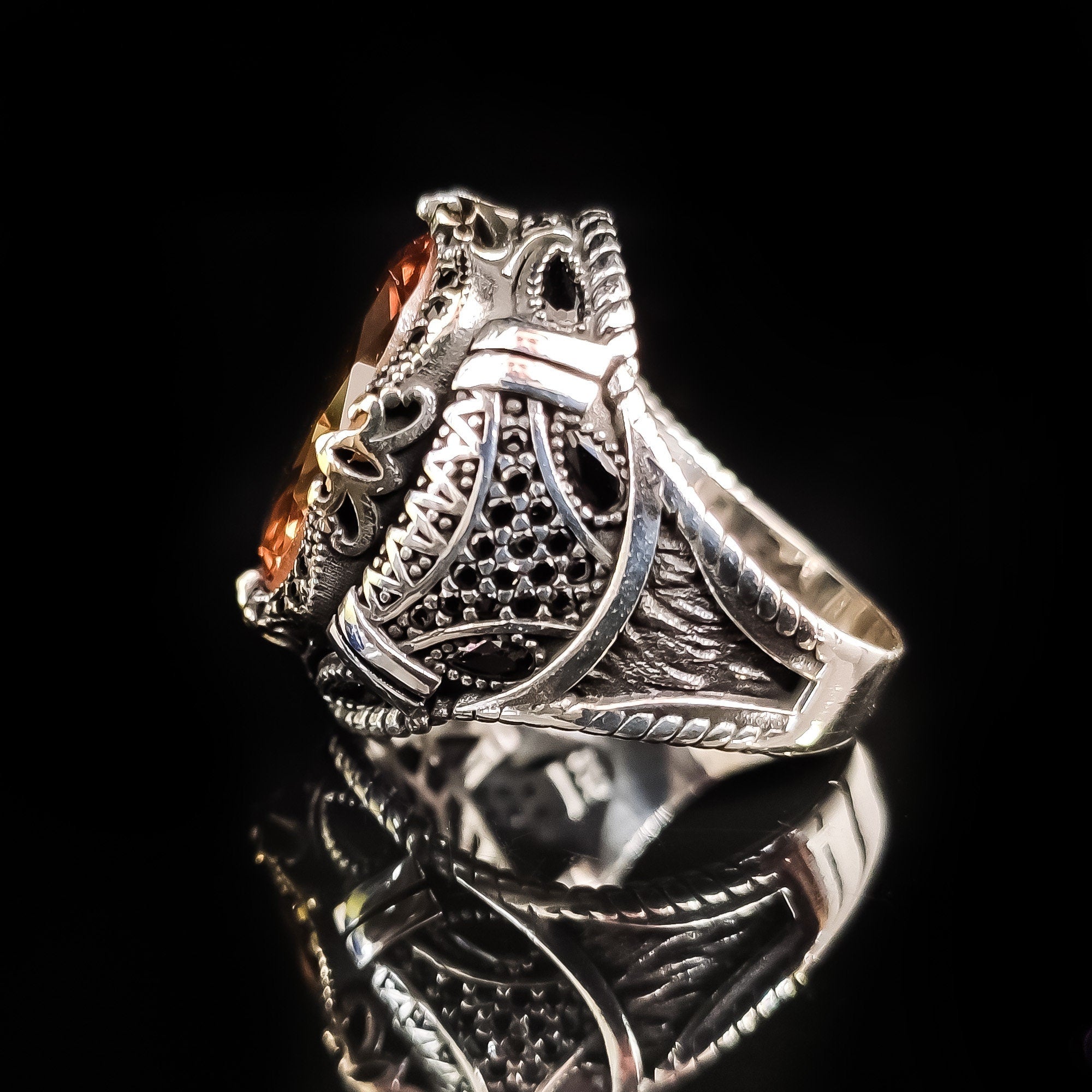 Sterling Silver Sultanite Ring, Handmade Color-Changing Gemstone (Men's Size)