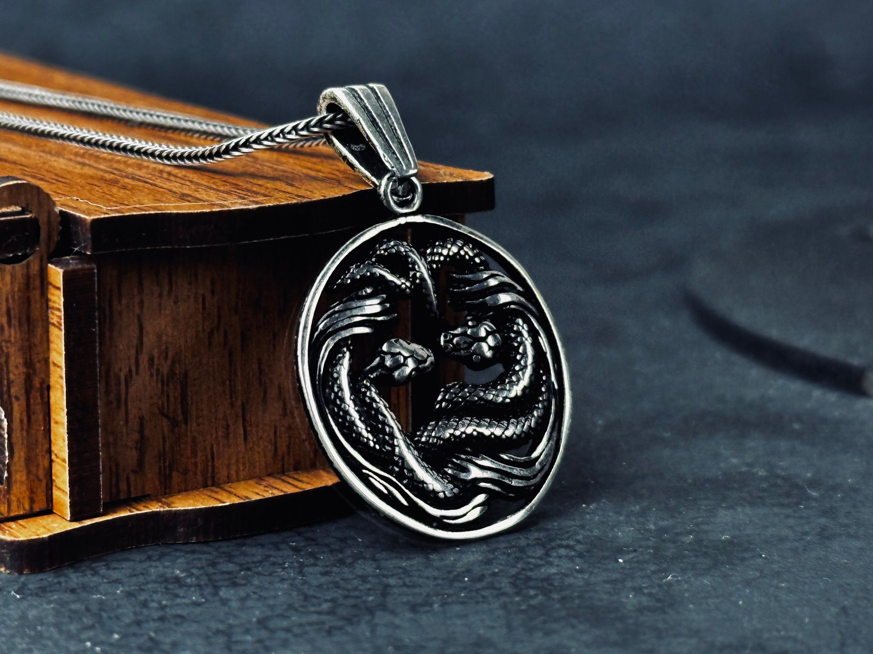 Handcrafted Silver Snake Necklace - Unique Pendant Design
