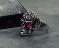 Skull Ring: Sterling Silver Goth Biker Style - Adjustable Fit