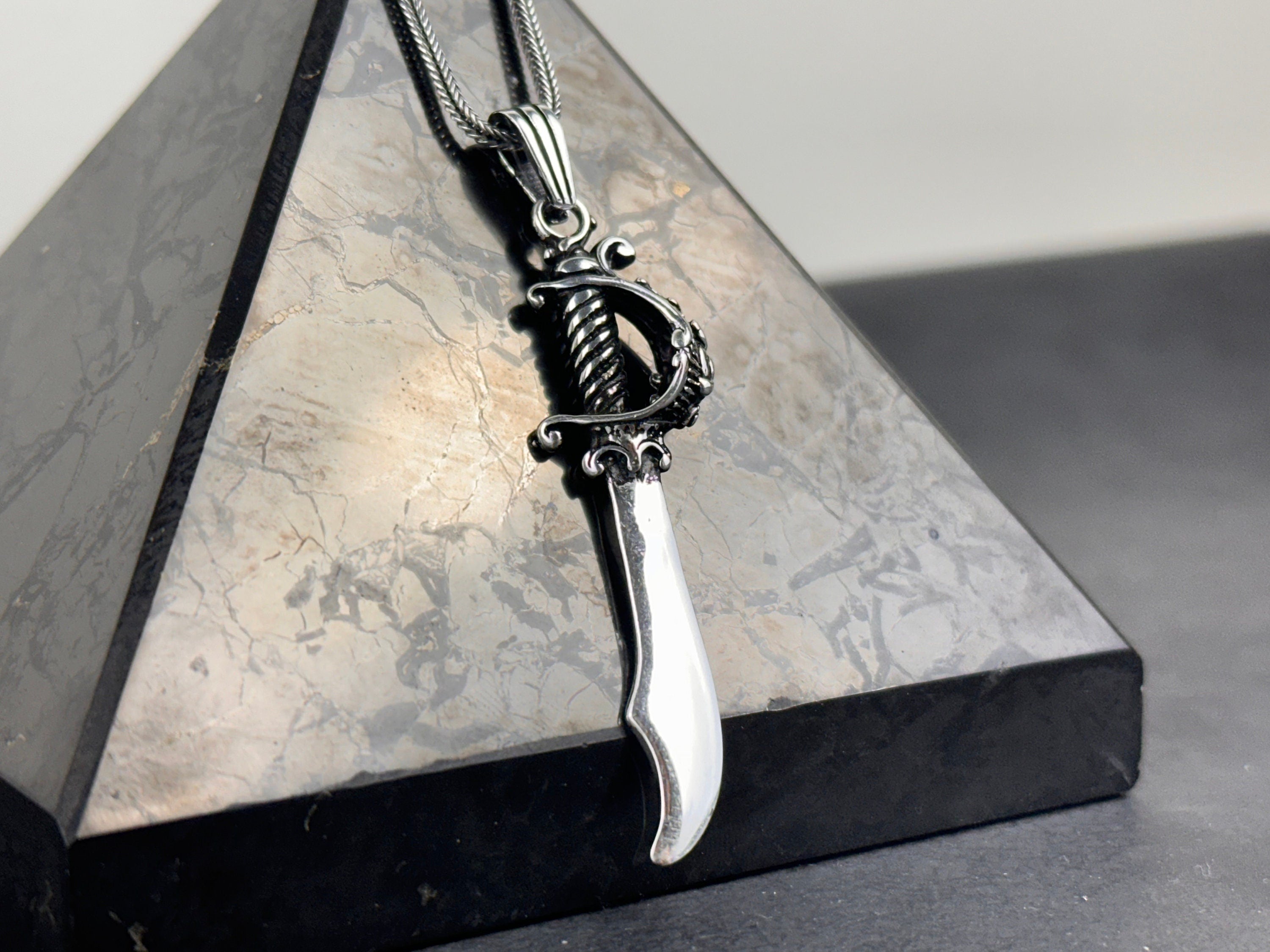 Sword Necklace Pendant: Sterling Silver Viking and Spartan Style