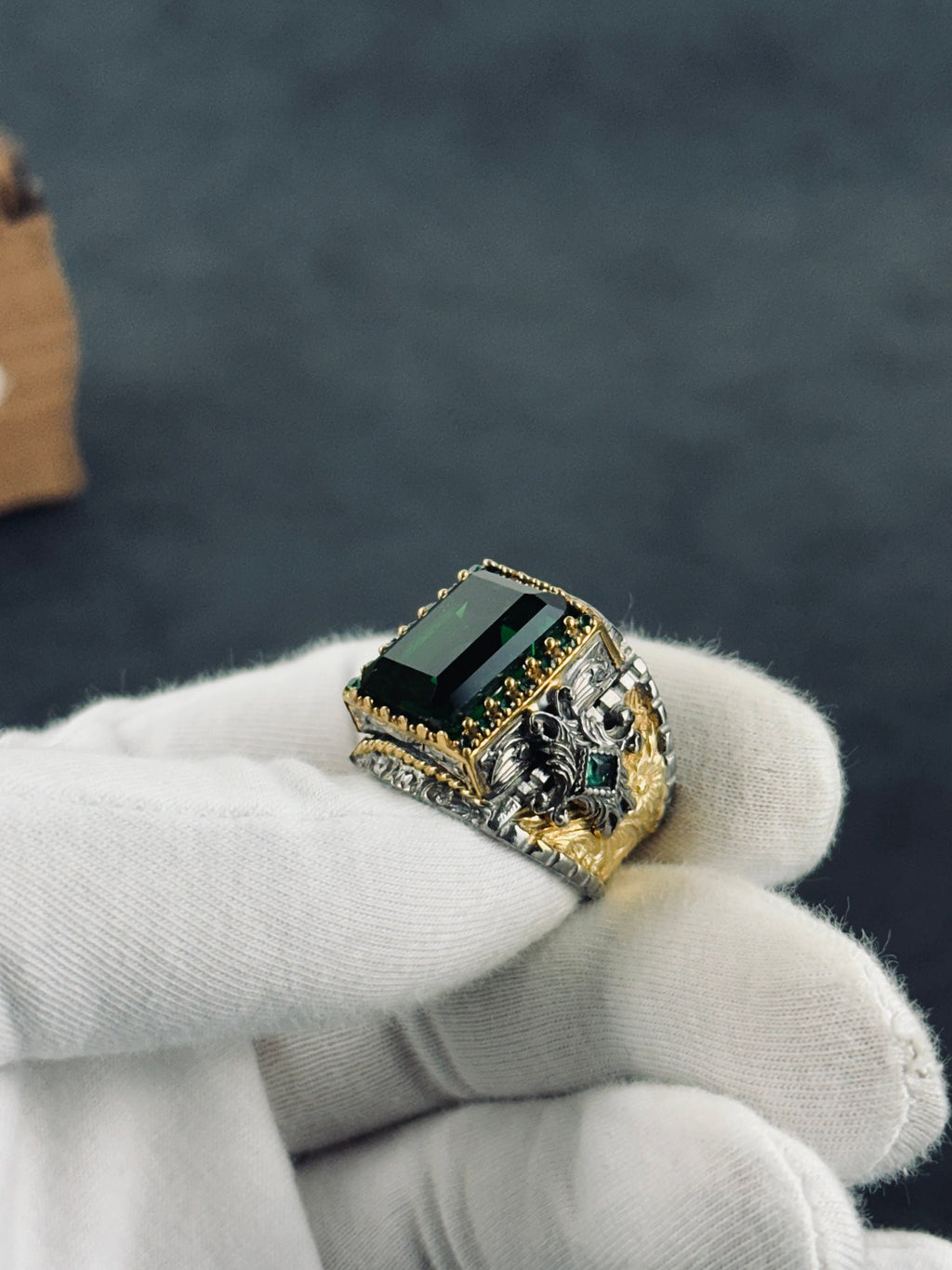 Green Zirconium Cross Ring - Sterling Silver Religious Jewelry