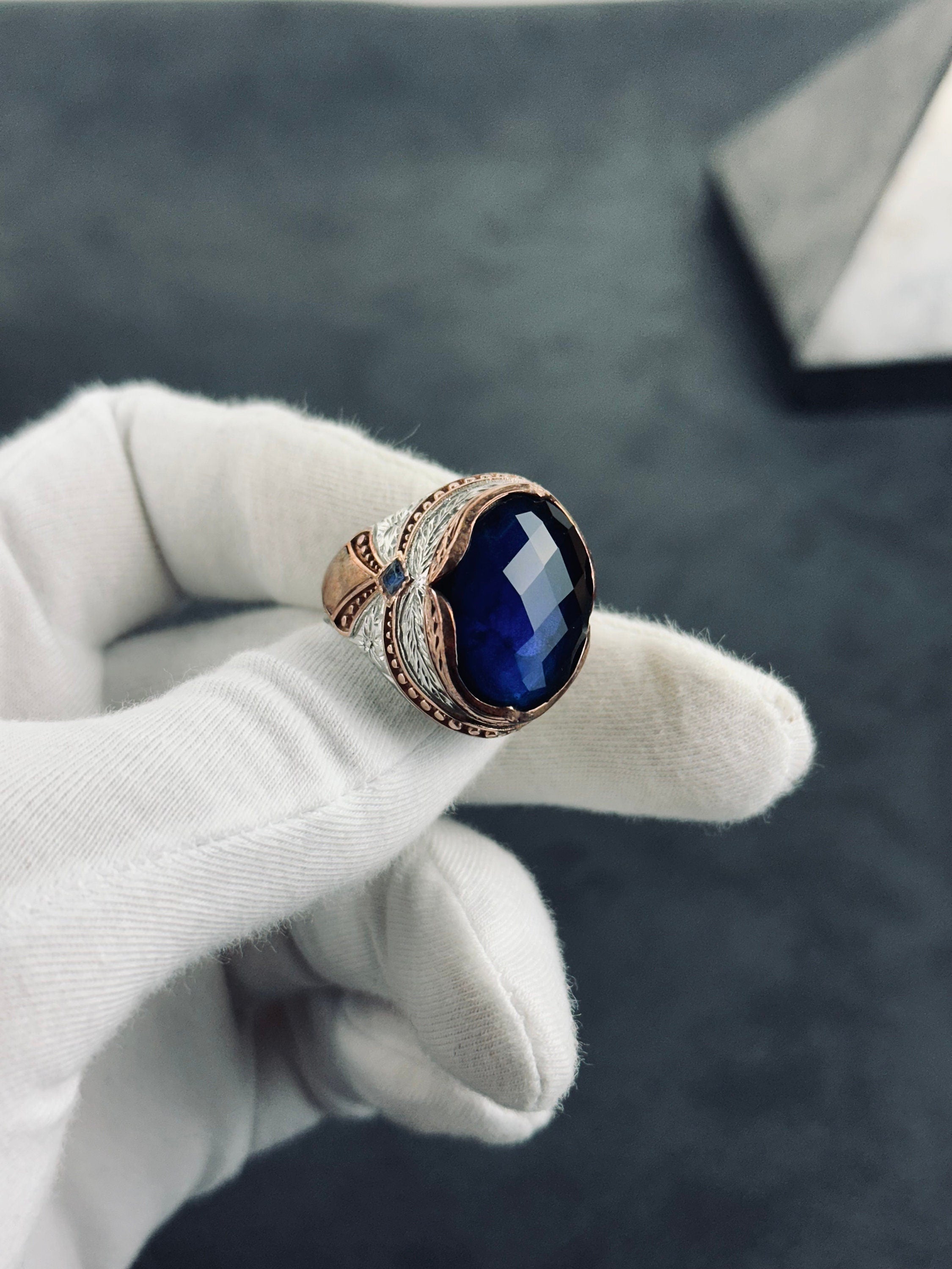 Sterling Silver Ring: Royal Blue Zirconium Stone (Handcrafted)