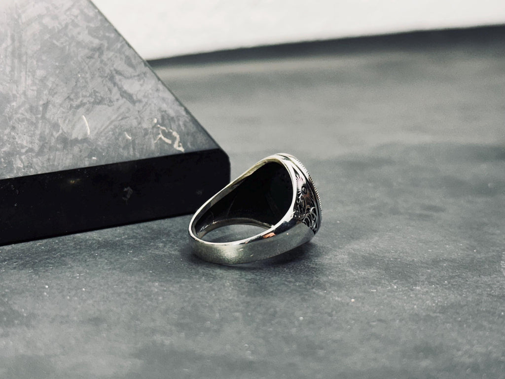 Sun Ring: Sterling Silver with Tree of Life Engraving - Celestial Design