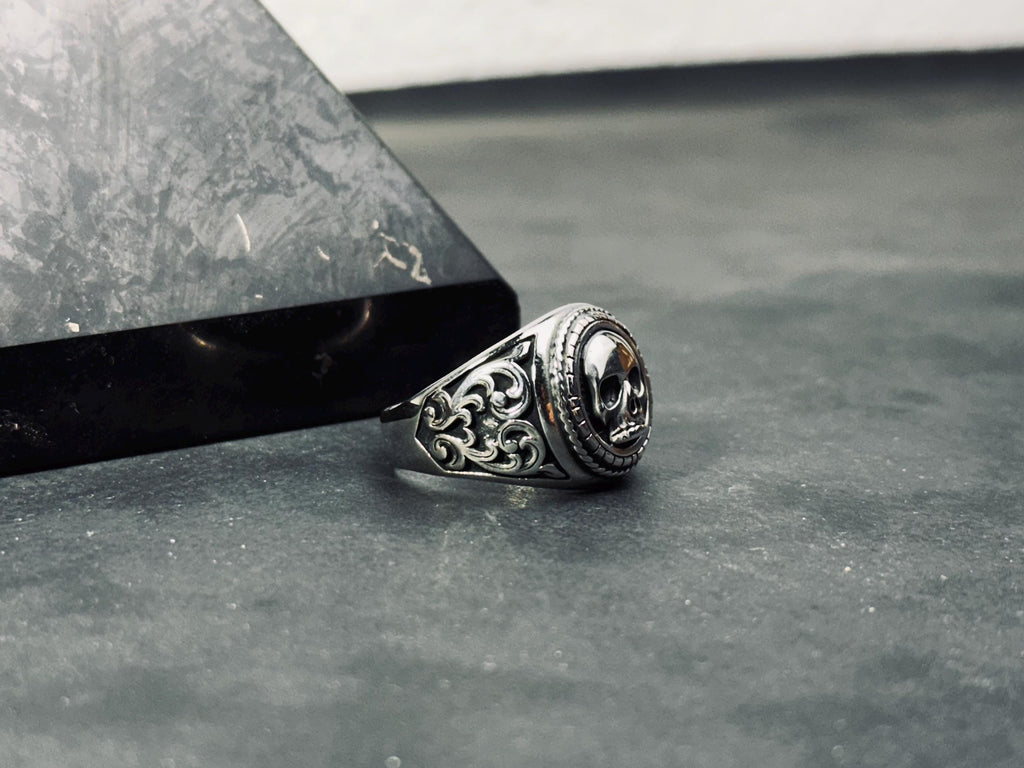 Skull Ring: Handmade Sterling Silver - Gothic Biker Jewelry