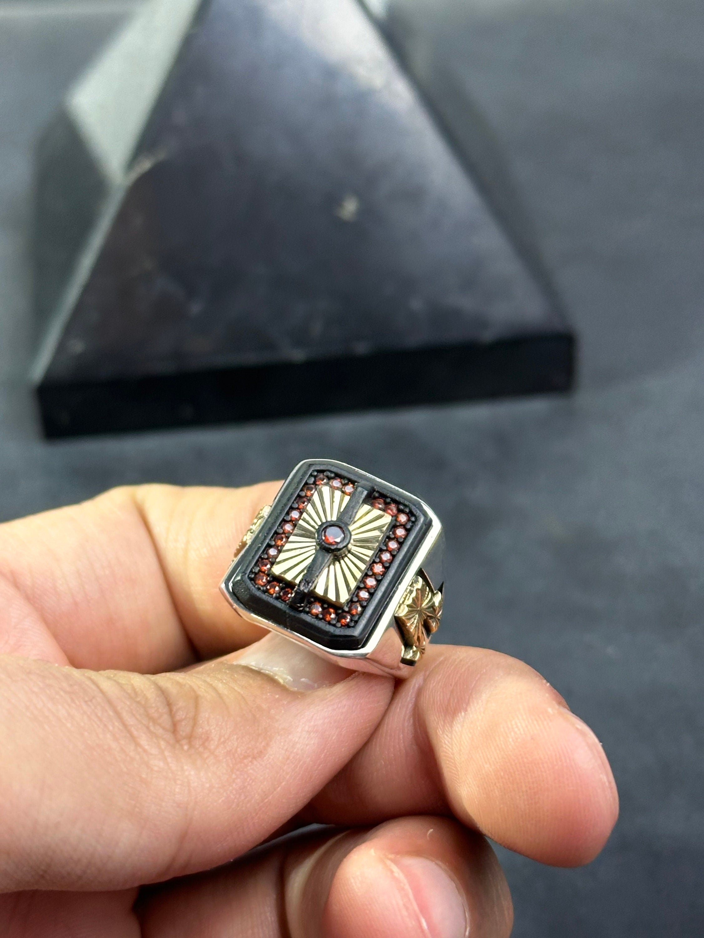 Sterling Silver Ring: Sunrise Geometric Style - Celestial Jewelry