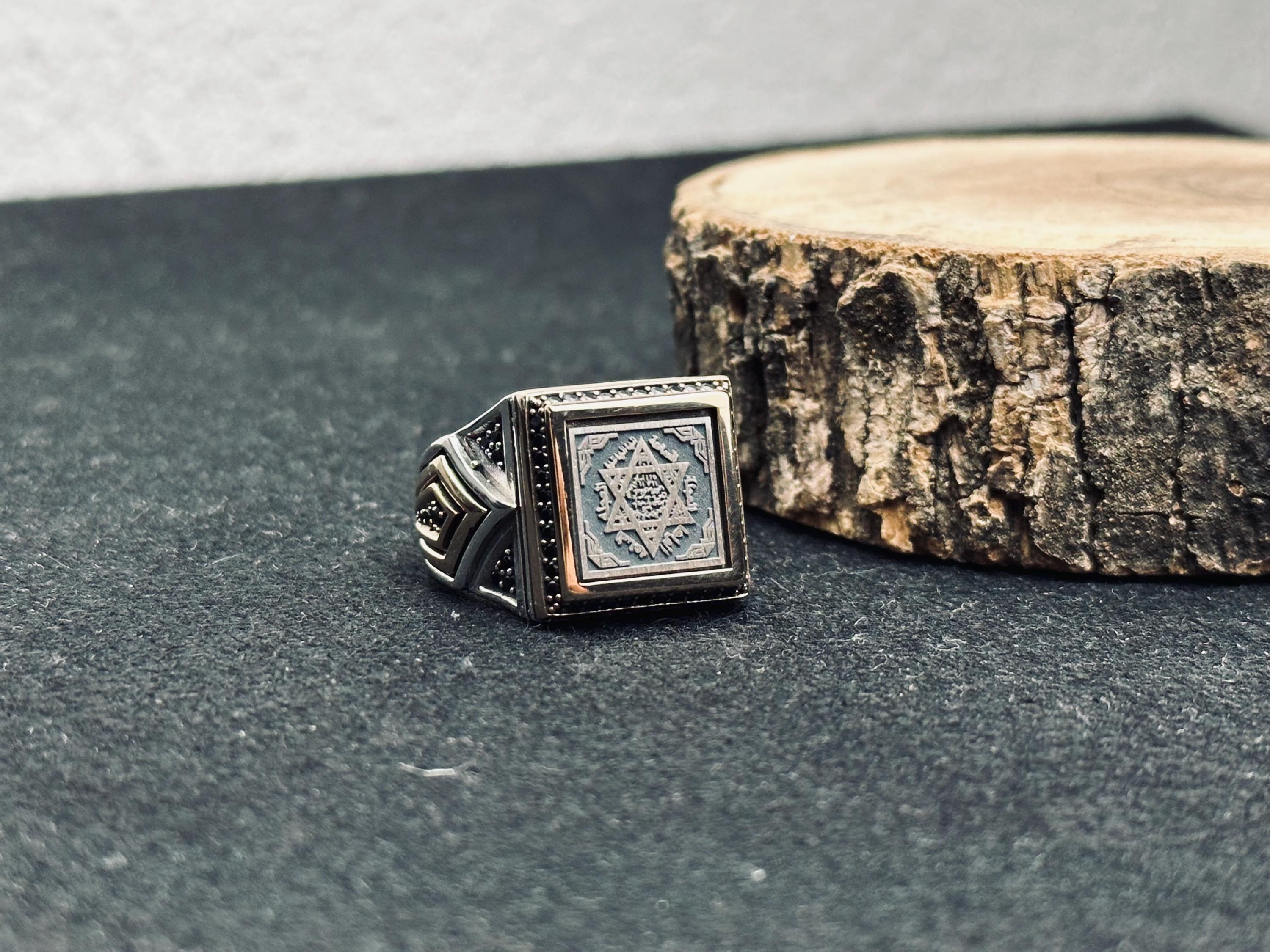 Minimal Square Seal of Solomon Ring: Handmade Sterling Silver