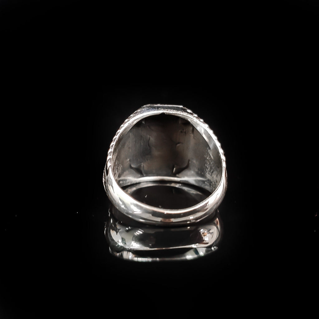Sterling Silver Ring: Wicker Engraved Design - Handmade Men's Band