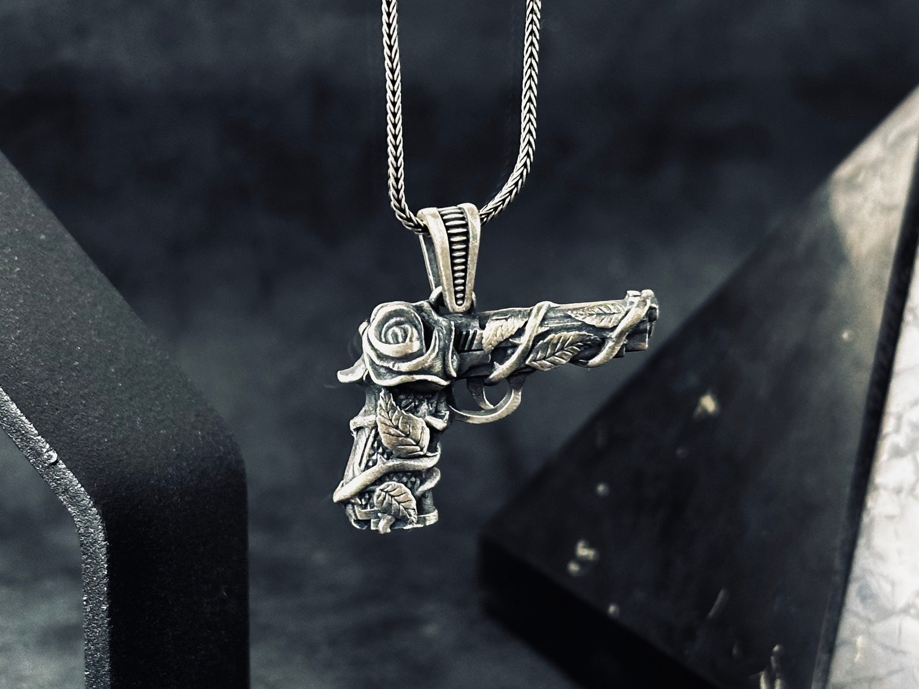 Silver Gun Charm Necklace - Stylish Pendant for Everyday Wear