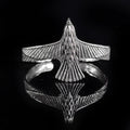 Falcon Sterling Silver Bracelet, Eagle Engraved with Sapphire (Men's Cuff)