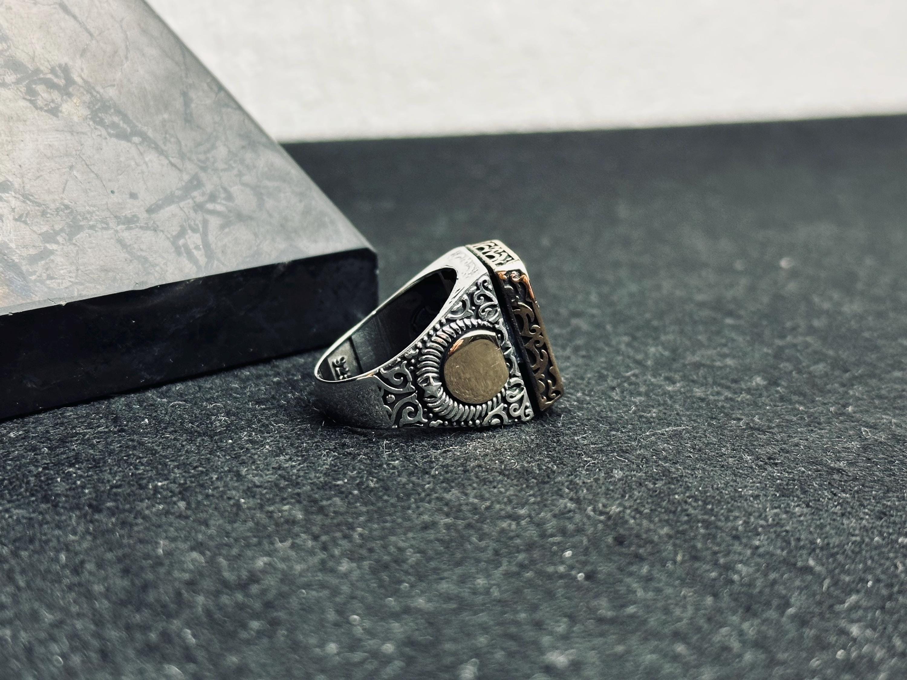Men’s Turquoise Ring: Square Stone - Sterling Silver Boho Jewelry