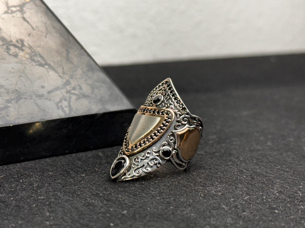 Oxidized Archer Ring - Adjustable Sterling Silver Thumb Band