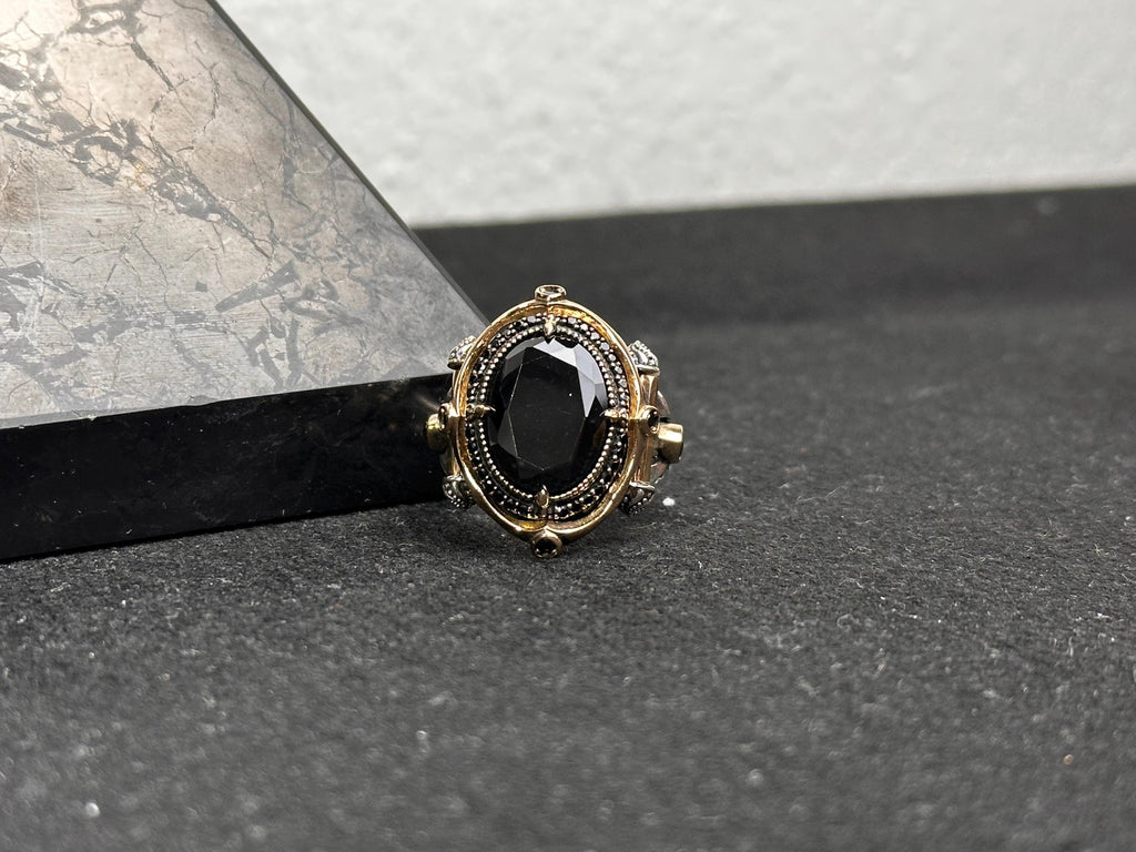 Sterling Silver Oval Ring: Handmade with Shiny CZ Stone
