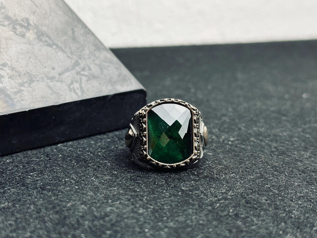Colombian Emerald Ring: Handmade Sterling Silver Statement Jewelry