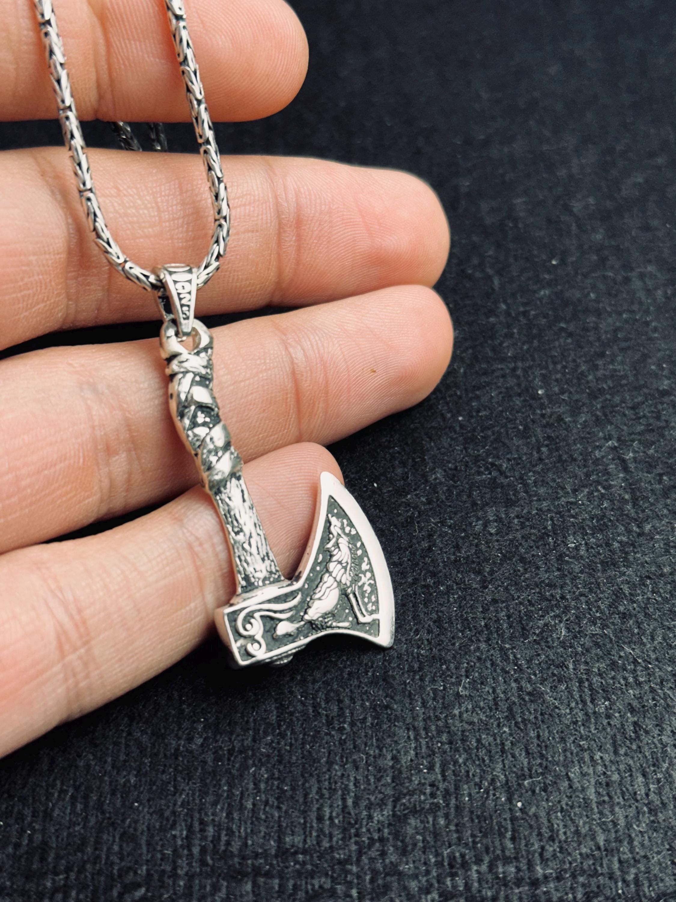 Sterling Silver Axe Pendant: Lumberjack, Fireman, Arborist Jewelry