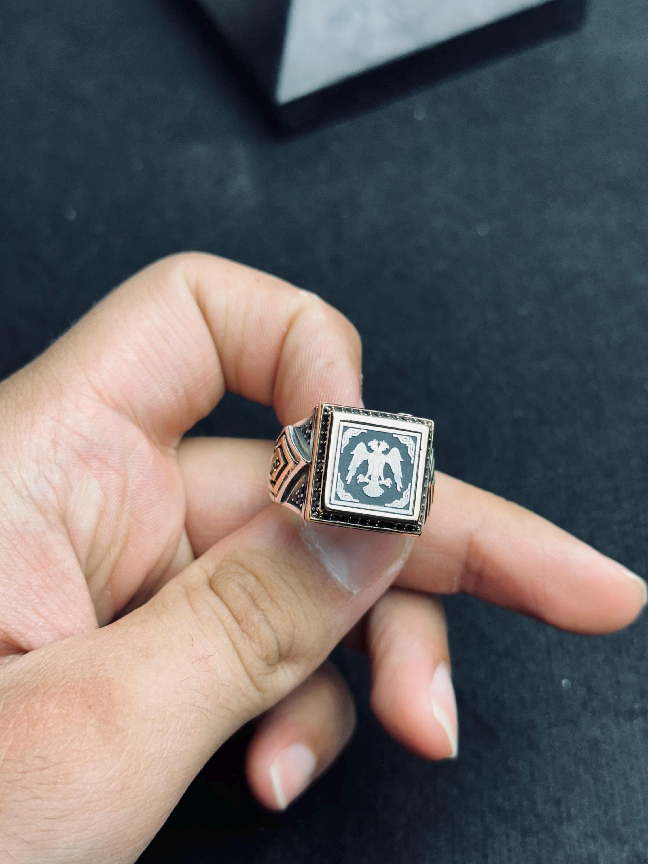 Double Headed Eagle Ring: Ottoman Inspired Jewelry (Handmade Sterling Silver)
