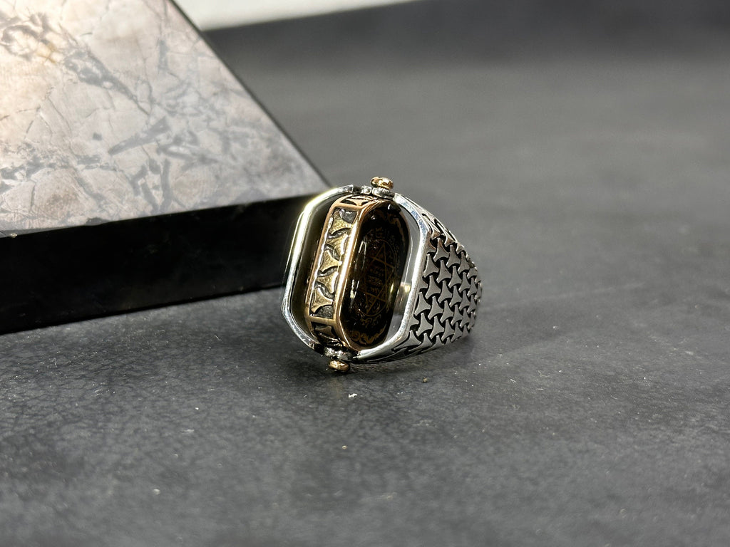 Seal of Solomon Onyx Ring, Double-Sided Sterling Silver (Men's Size)