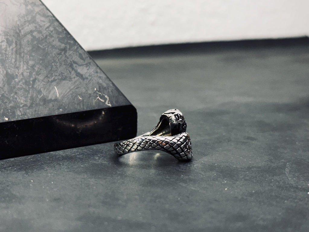 Vintage Sterling Silver Snake Ring, Adjustable Open Band (Unisex)
