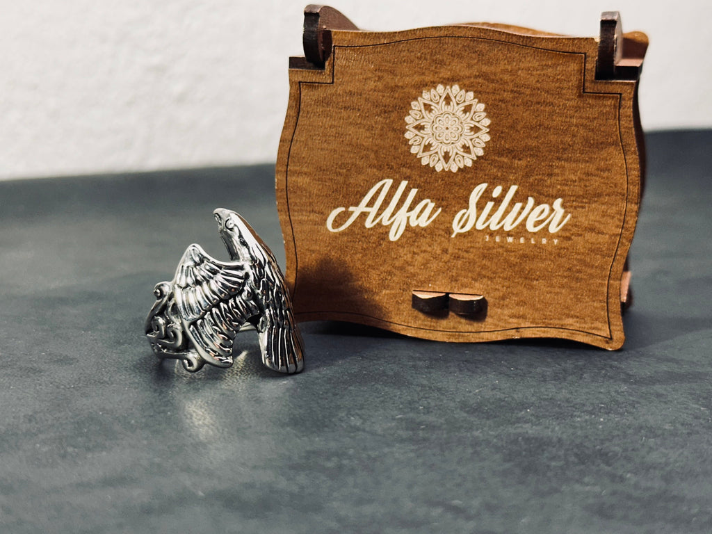 Falcon Ring: Solid Sterling Silver Minimalist Style (Men's Jewelry)