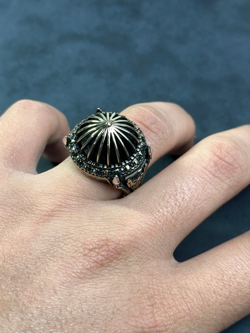 Islamic Sterling Silver Ring Al Aqsa Mosque (Oversized, Handmade)
