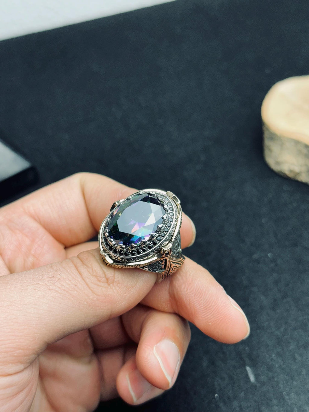 Sterling Silver Mystic Topaz Ring - Handmade Statement Piece