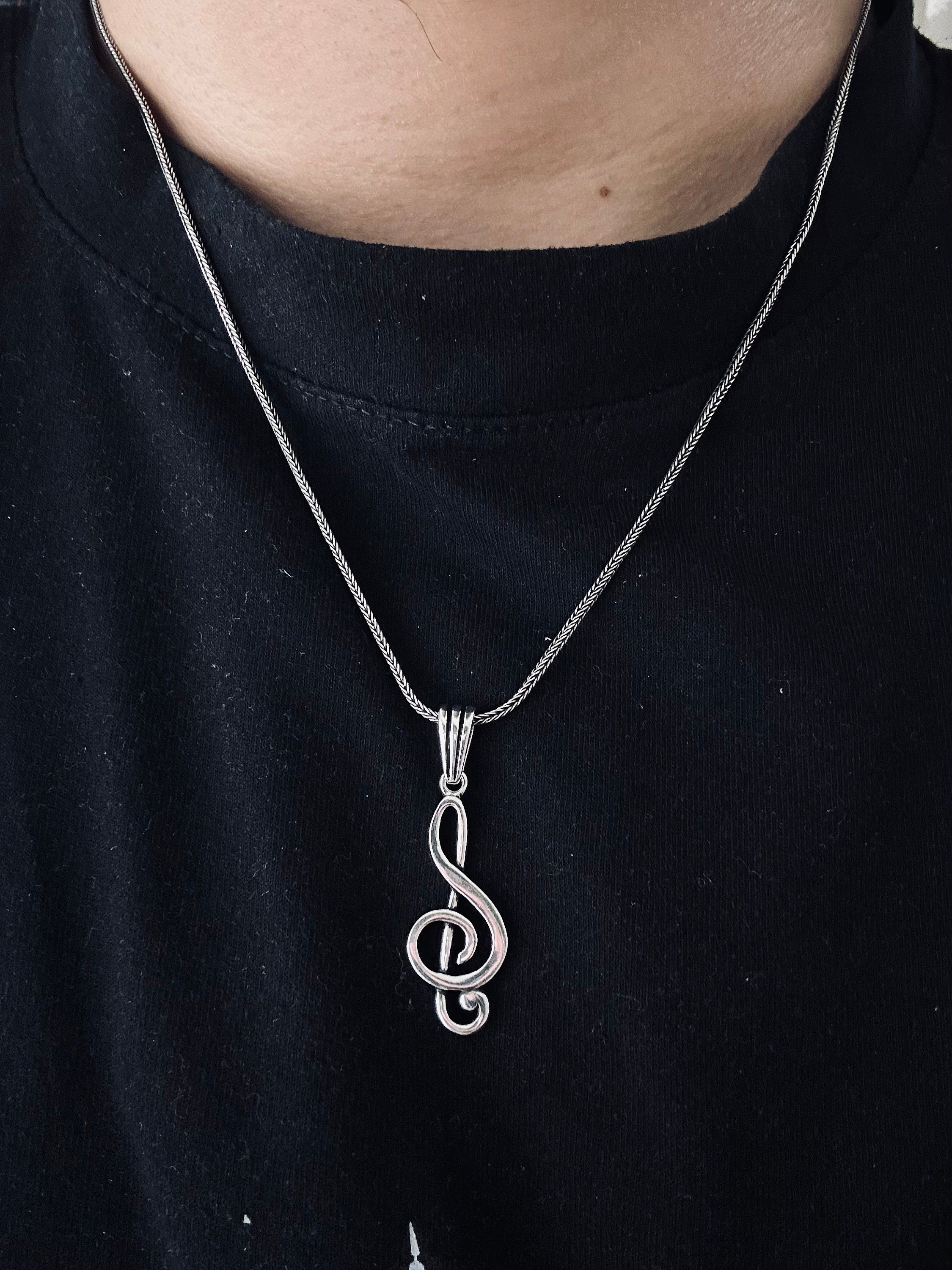 Treble Clef Necklace: Sterling Silver Music Pendant