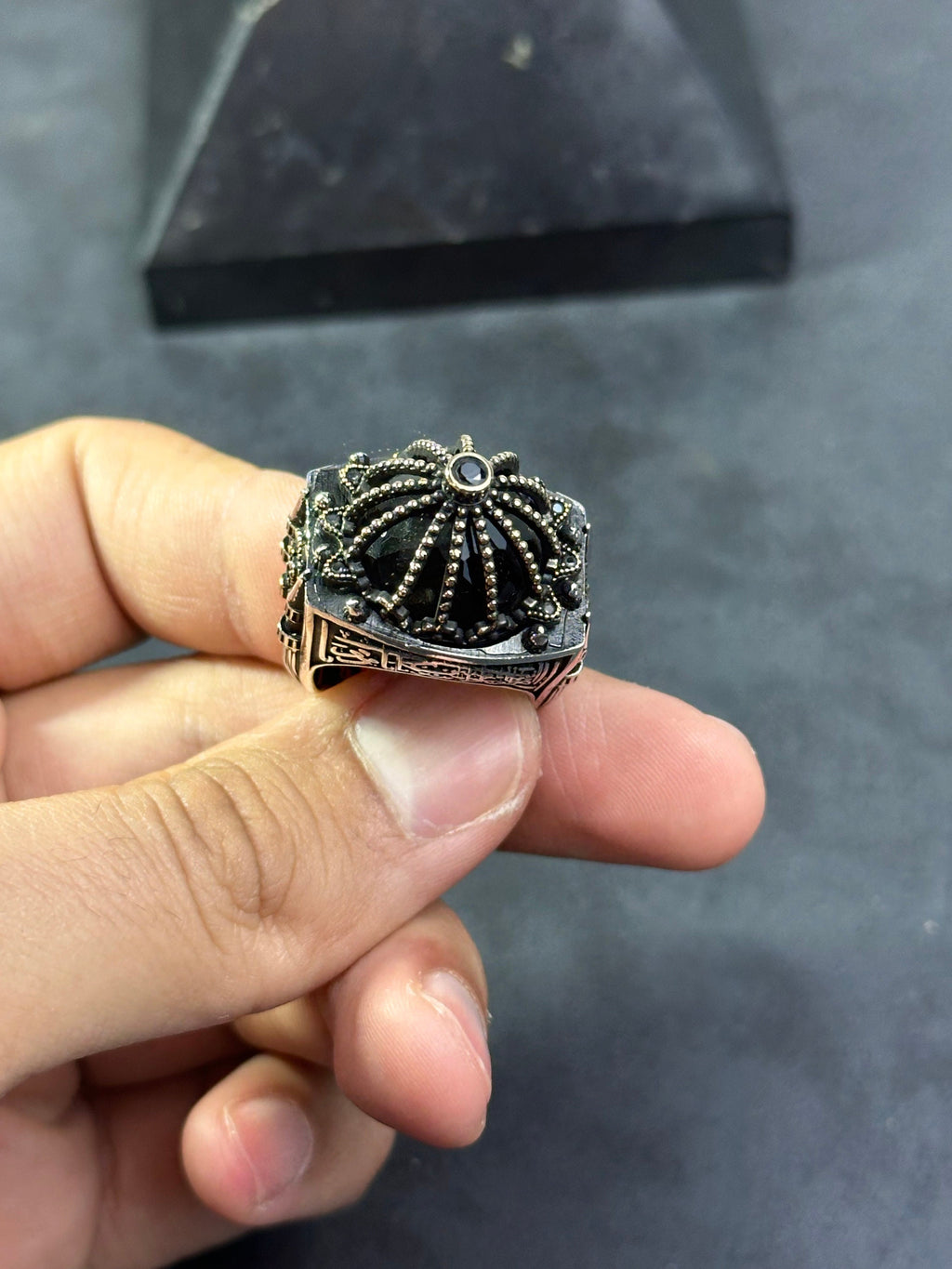 Al Aqsa Mosque Sterling Silver Ring - Oversized Handmade Men's Band
