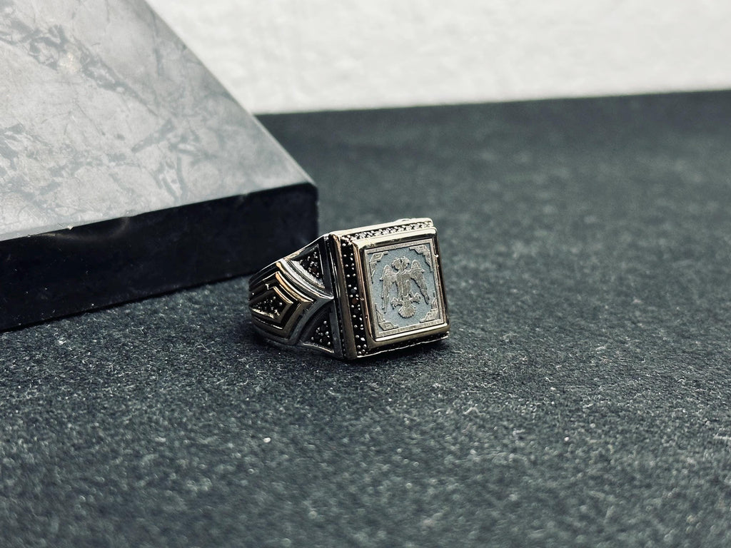 Double Headed Eagle Ring: Ottoman Inspired Jewelry (Handmade Sterling Silver)