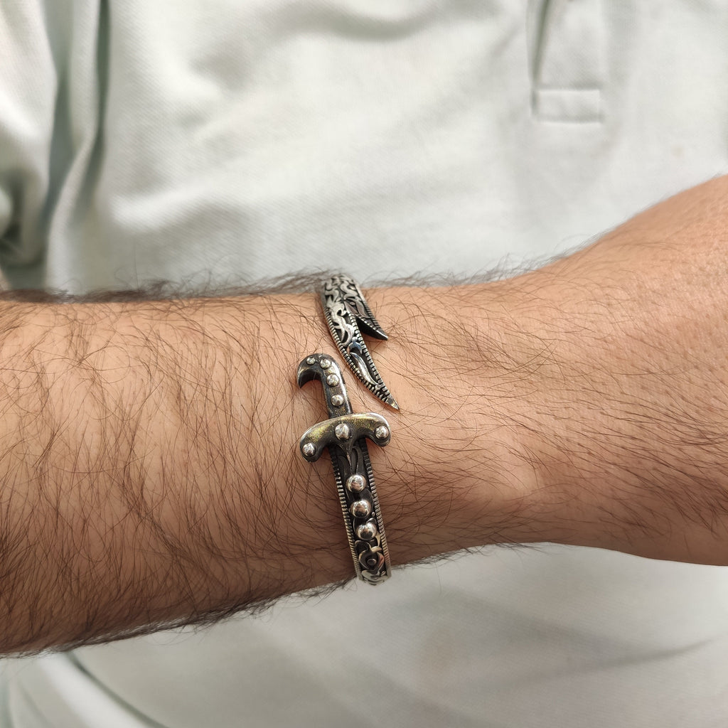 Sword Bracelet: Sterling Silver Handmade - Warrior Cuff Design