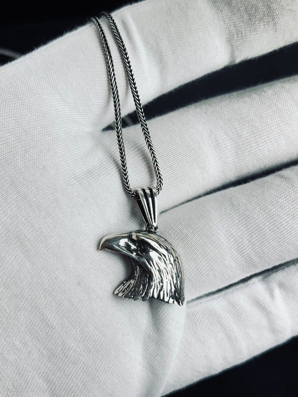 Eagle Head Necklace: Sterling Silver Wildlife Design - Handmade