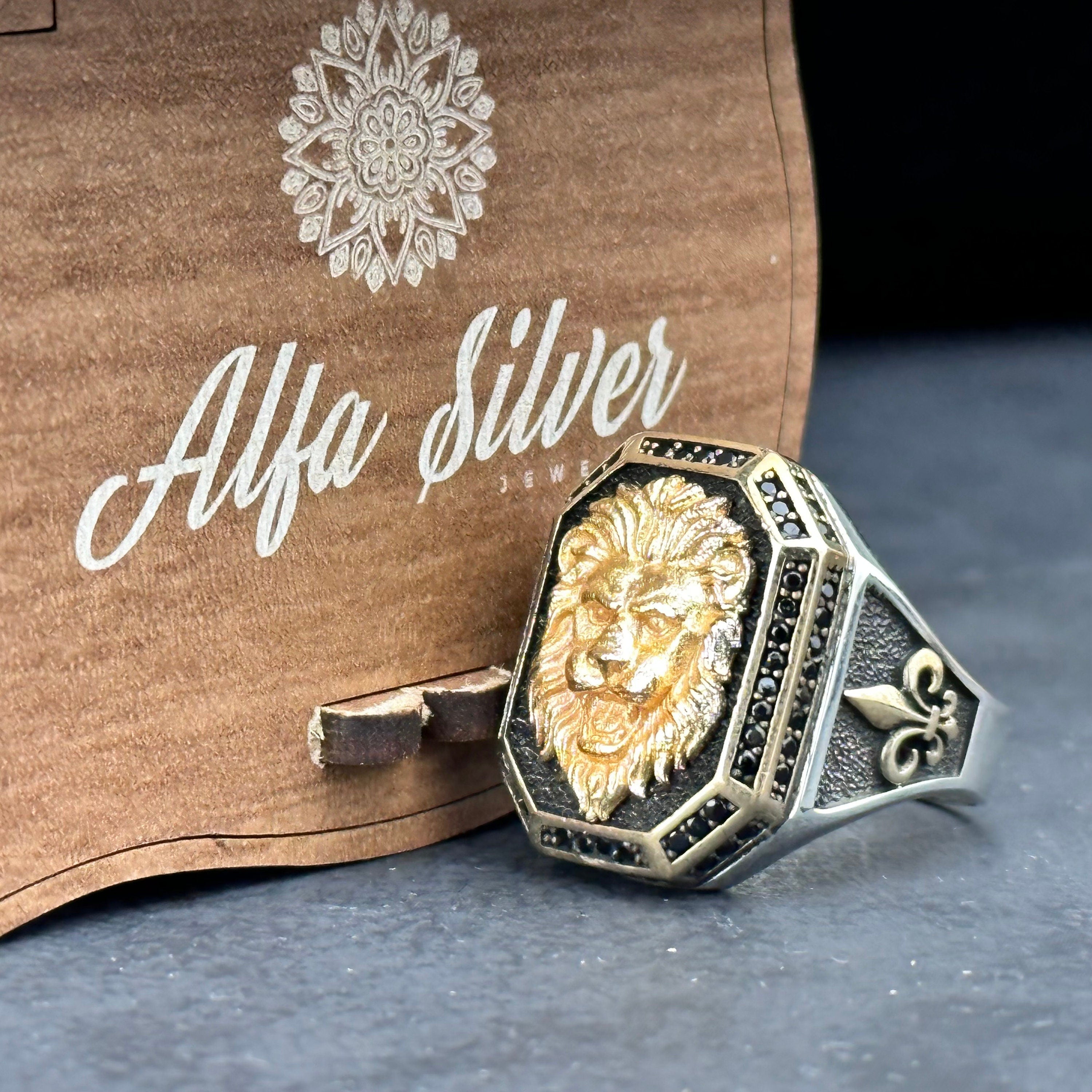 Leo Zodiac Ring: Handmade Sterling Silver - Lion Head Detail