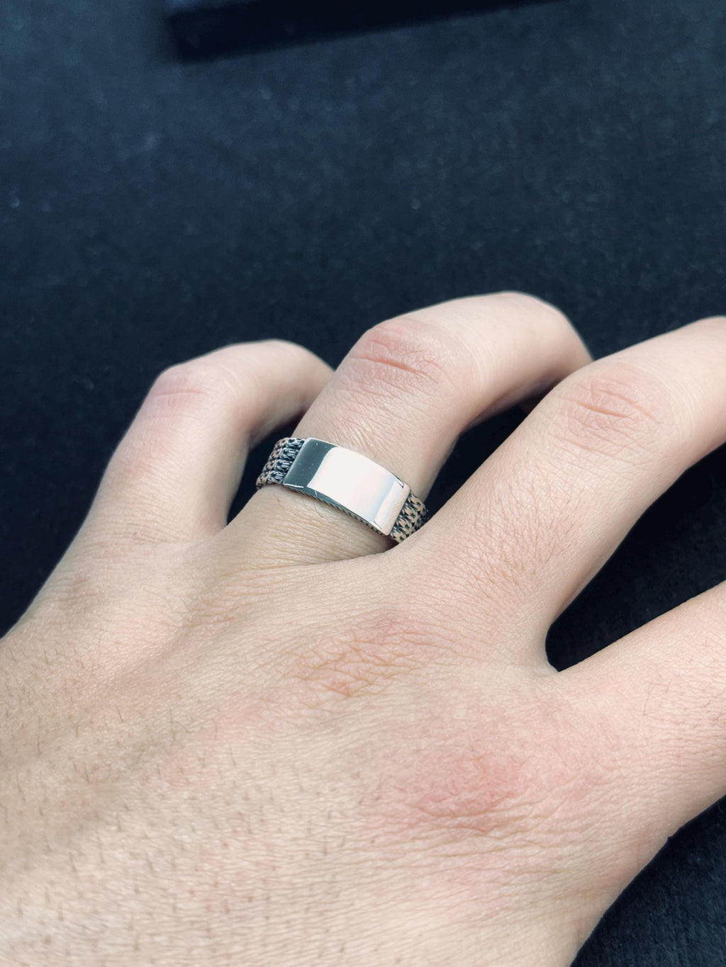 Personalized Sterling Silver Ring: Minimalist Band with Custom Engraving
