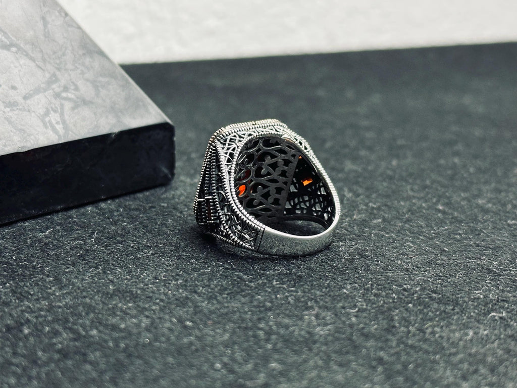 Ruby Men's Ring: Bold Handmade Sterling Silver (Royal Design)